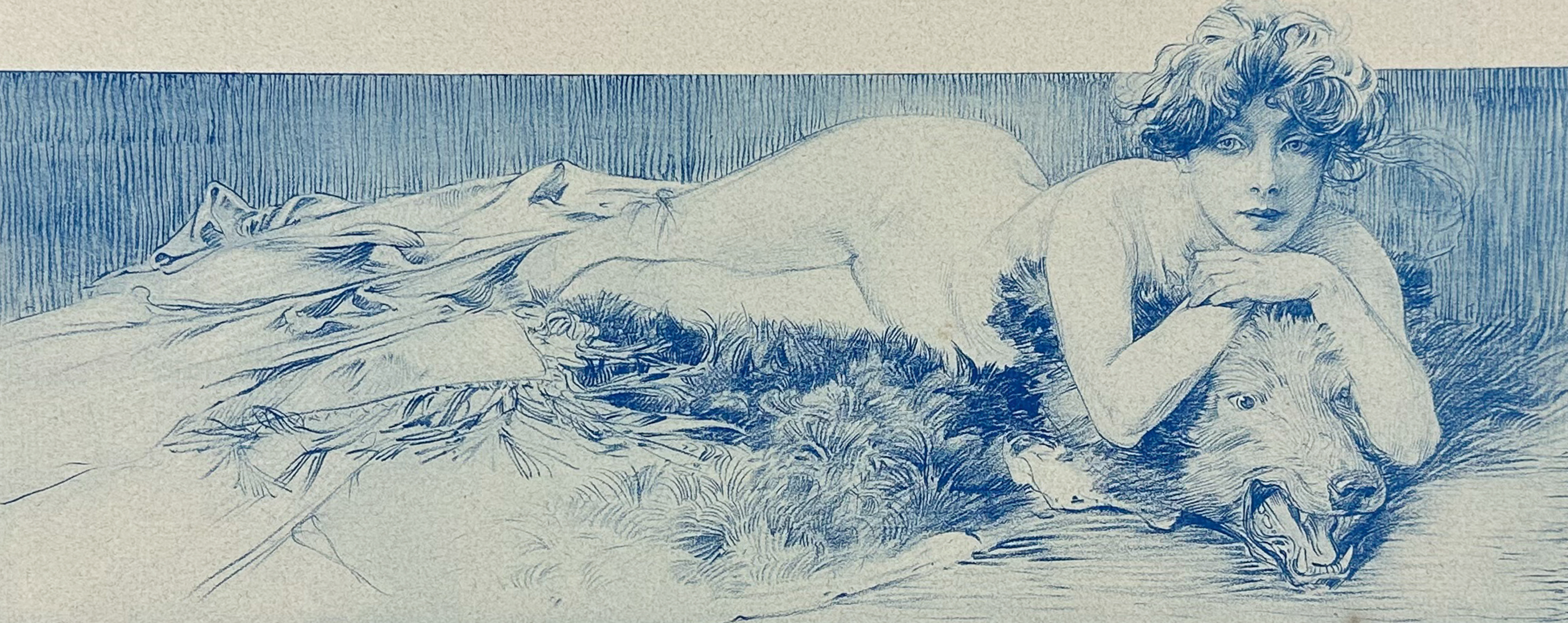 Mucha, Folio - Illustration of Woman on Bear Rug. 4