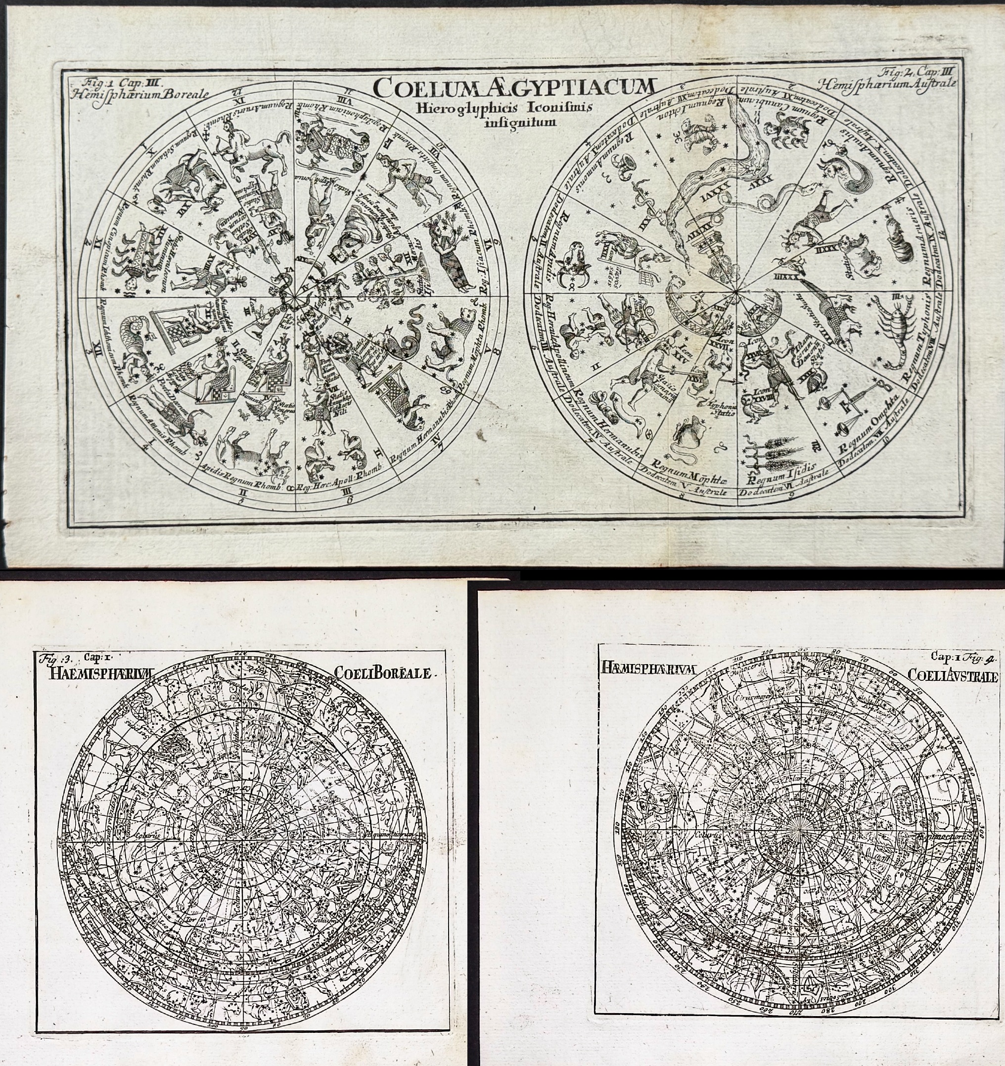 Thomas - Pair of Engravings of Constellation or Celestial Charts of the Northern & Southern Hemisphere Sky