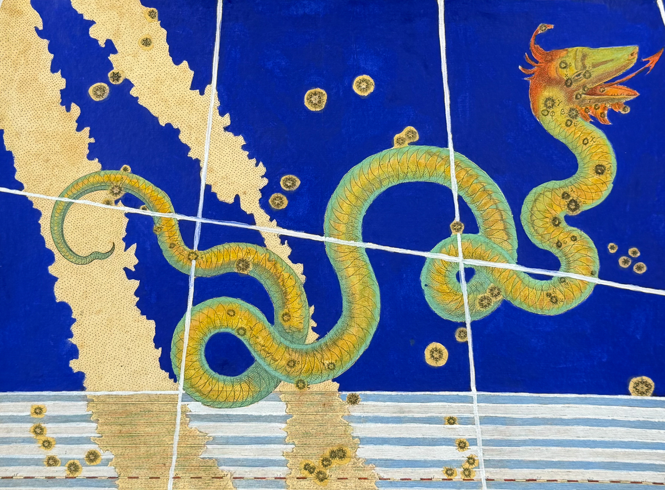 Bayer - Constellation or Star Chart of Serpens (Serpent)