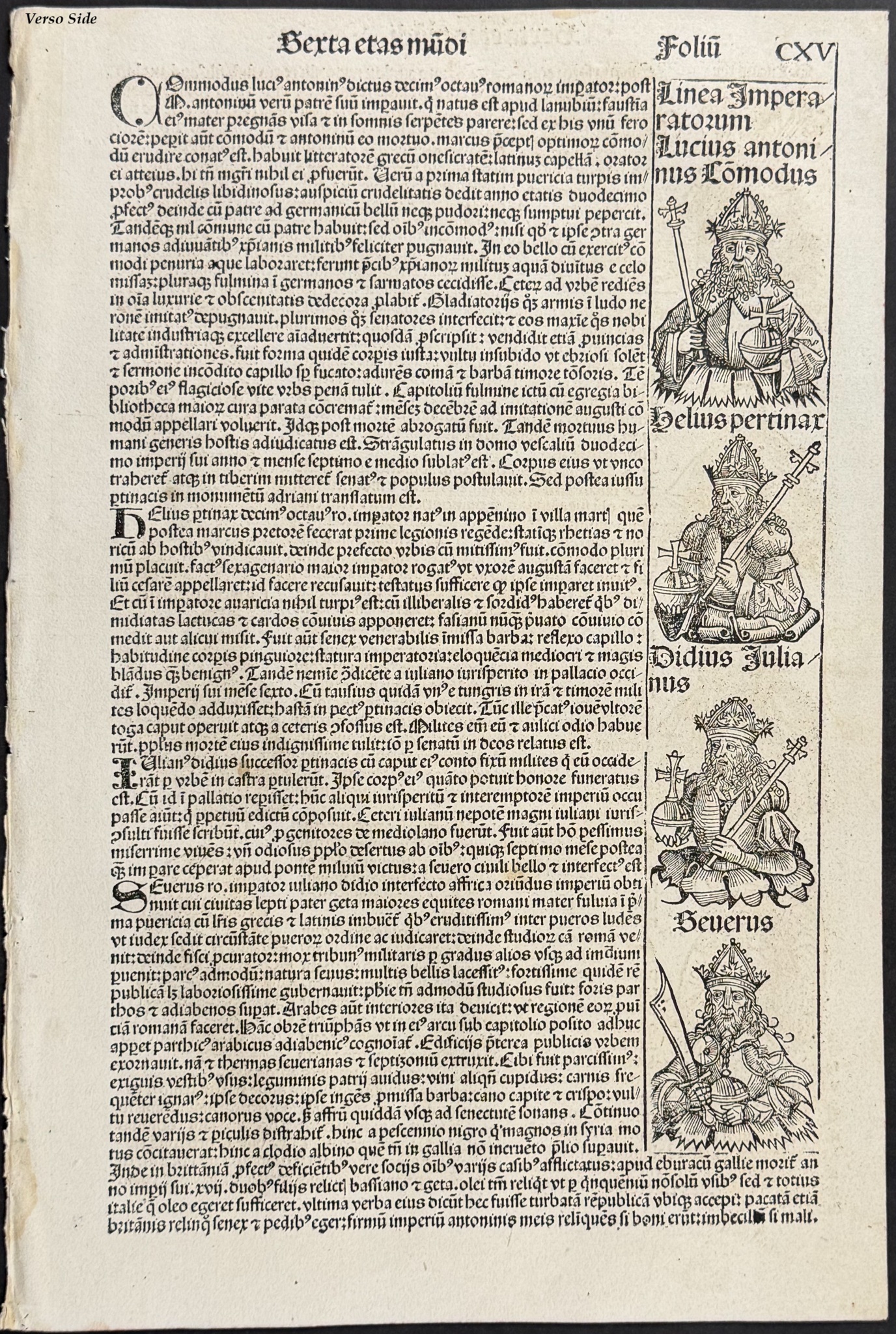 Schedel, pub. 1493 - 10 Pages with Text & Images of Historical Figures