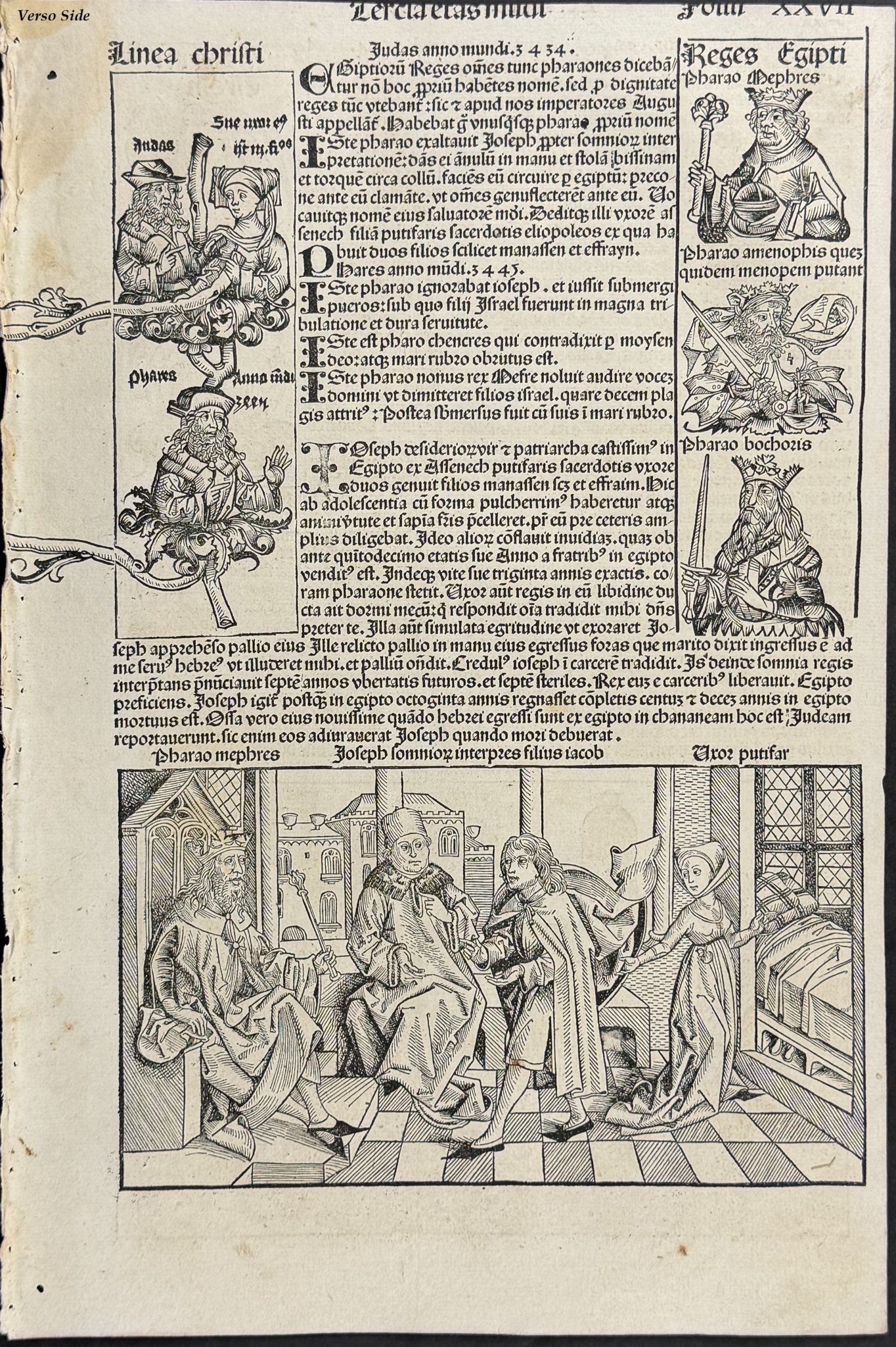 Schedel, pub. 1493 - 9 Pages with Text & Images of Historical Figures, Towns, Scenes