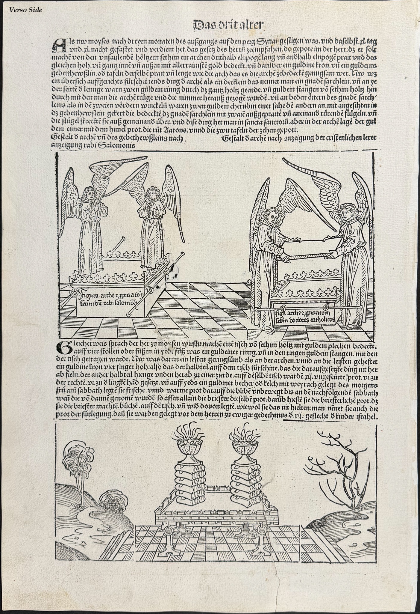 Schedel, pub. 1493 - Golden Calf / Verso: Angels sealing the Arc of the Covenant