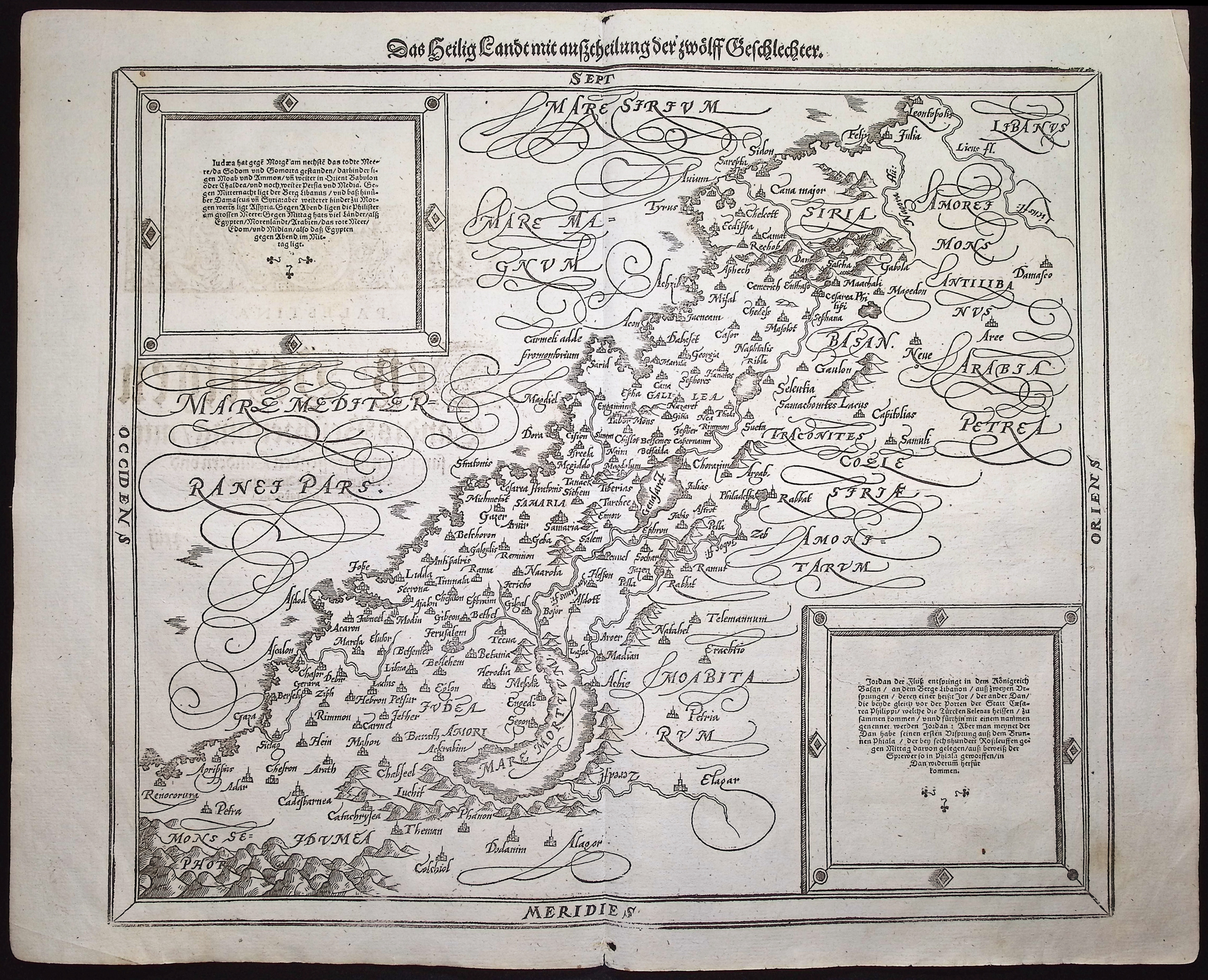Munster, pub. 1592 - Map of the Holy Land, Palestine
