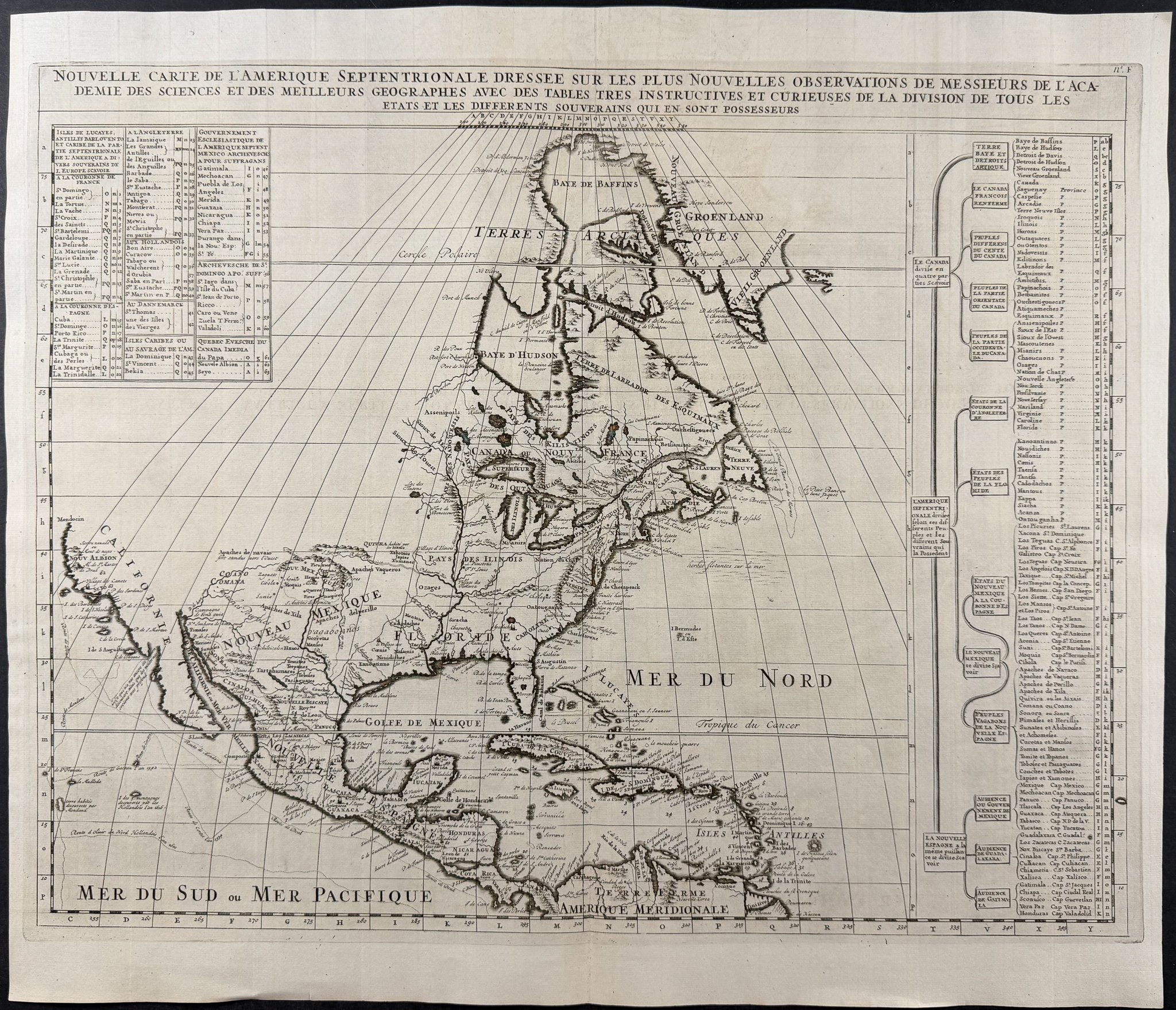 Chatelain - Map of North America with Canada, Great Lakes, New England, Florida, California, Mexico
