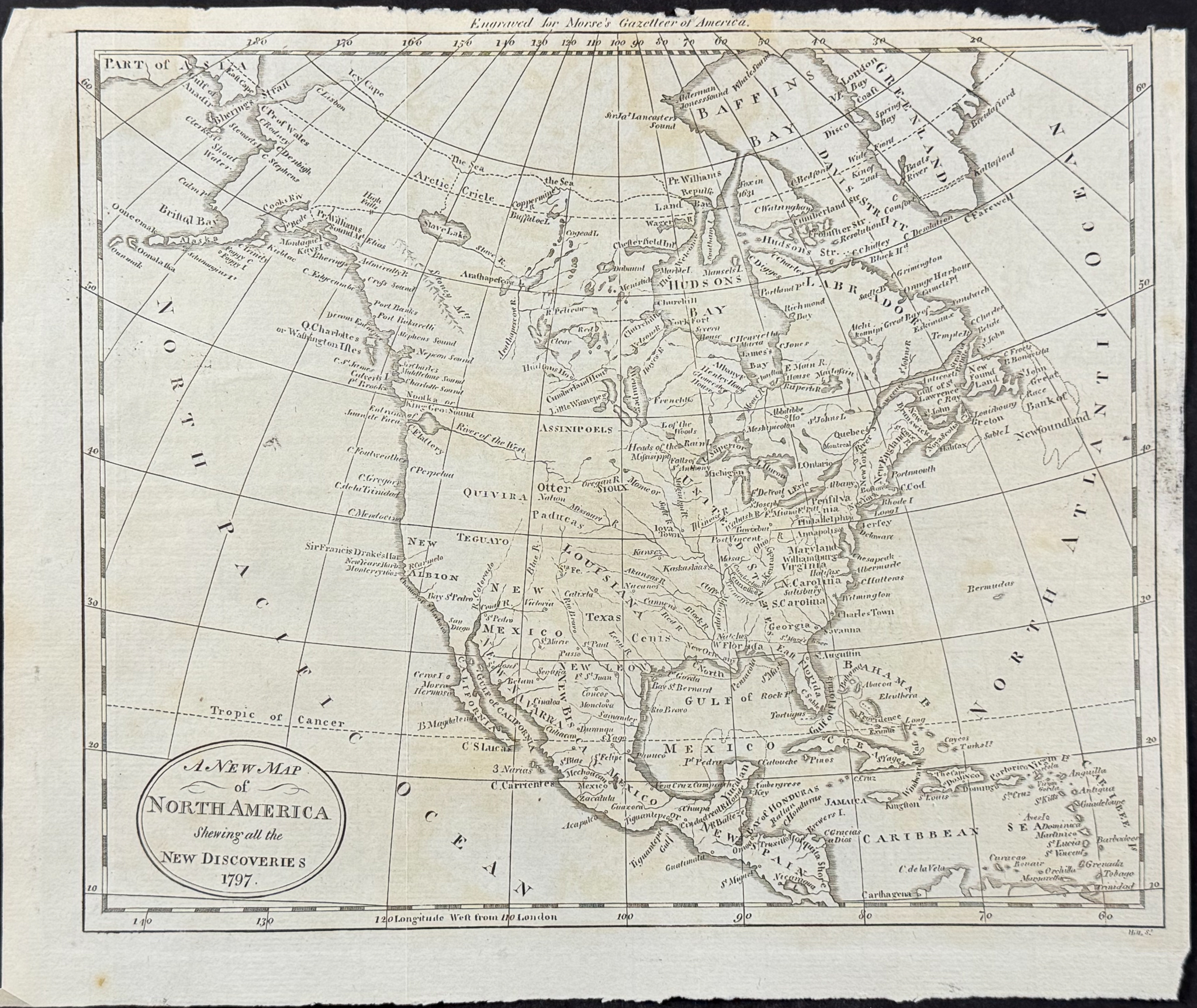 Morse - A New Map of North America shewing all the New Discoveries 1797