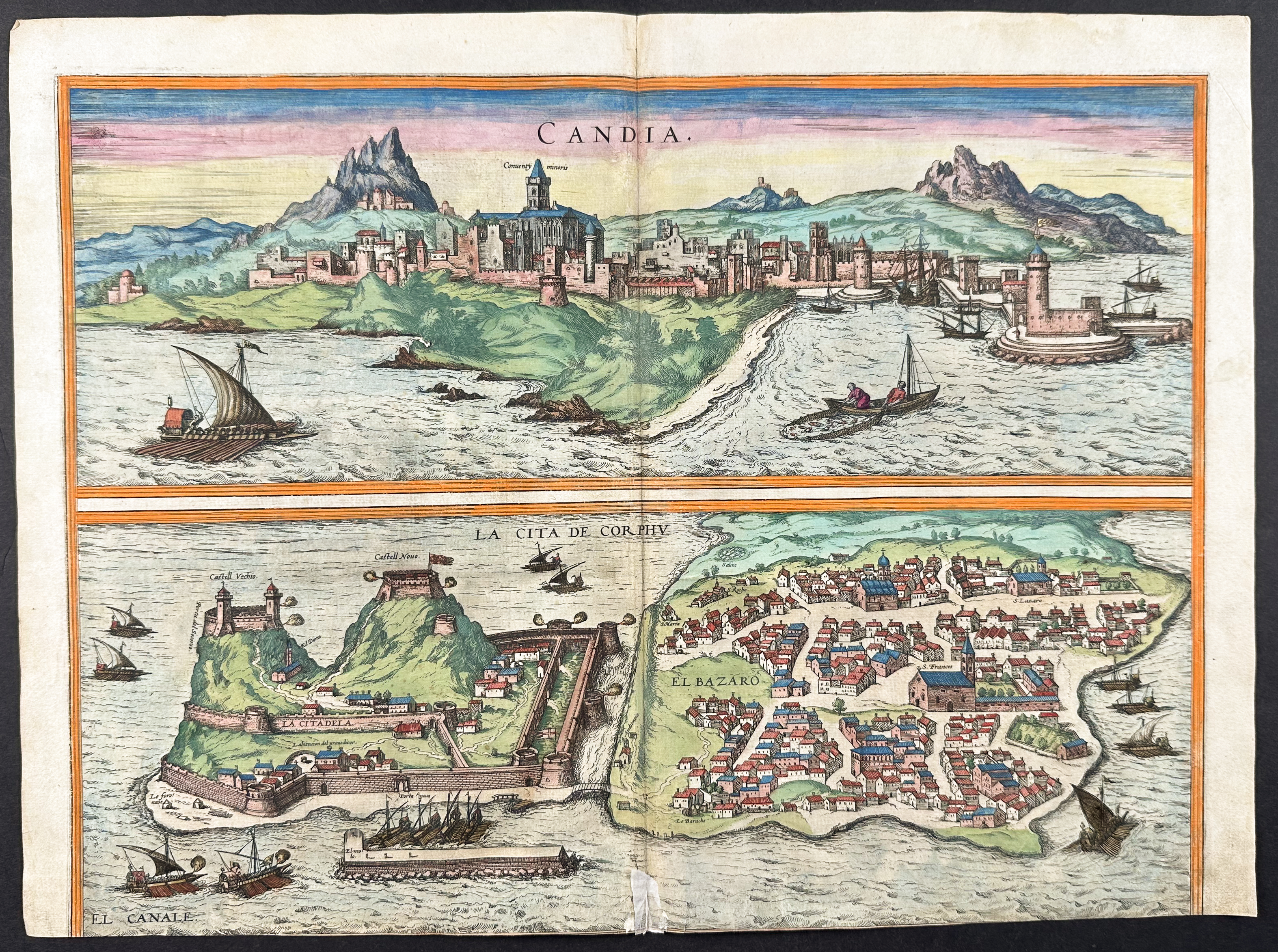 Braun & Hogenberg, pub. 1575 - View of Crete und Corfu