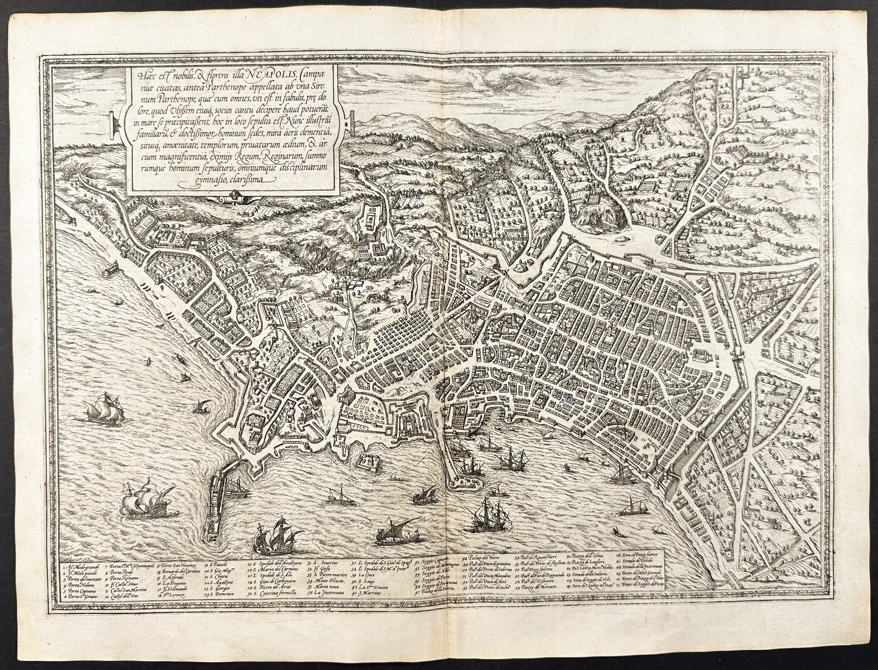 Braun & Hogenberg, pub. 1575 - View of Naples, Italy