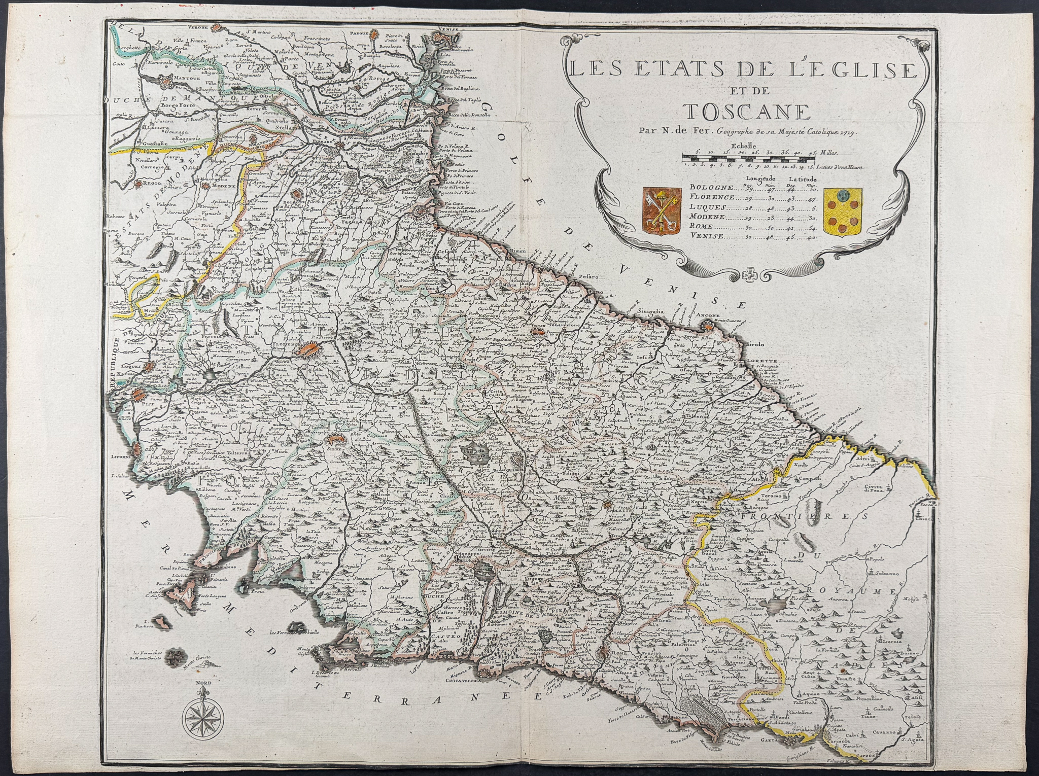 De Fer - Regional Map of Italy (Tuscany, Papal States, & Island of Elba)