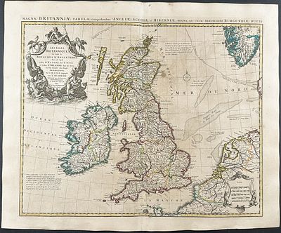De L'Isle - Map of Great Britain & Ireland. This historic map with original outline color is 