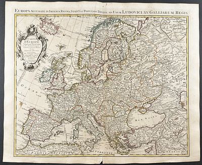 De L'Isle - Map of Europe. This historic map with original outline color is from Guillaume de 