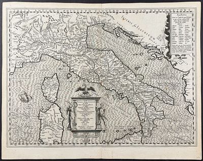 Bertius's Ptolemy, pub. 1618 - Map of Italy with Sardinia, Corsica. This handsome map is from 