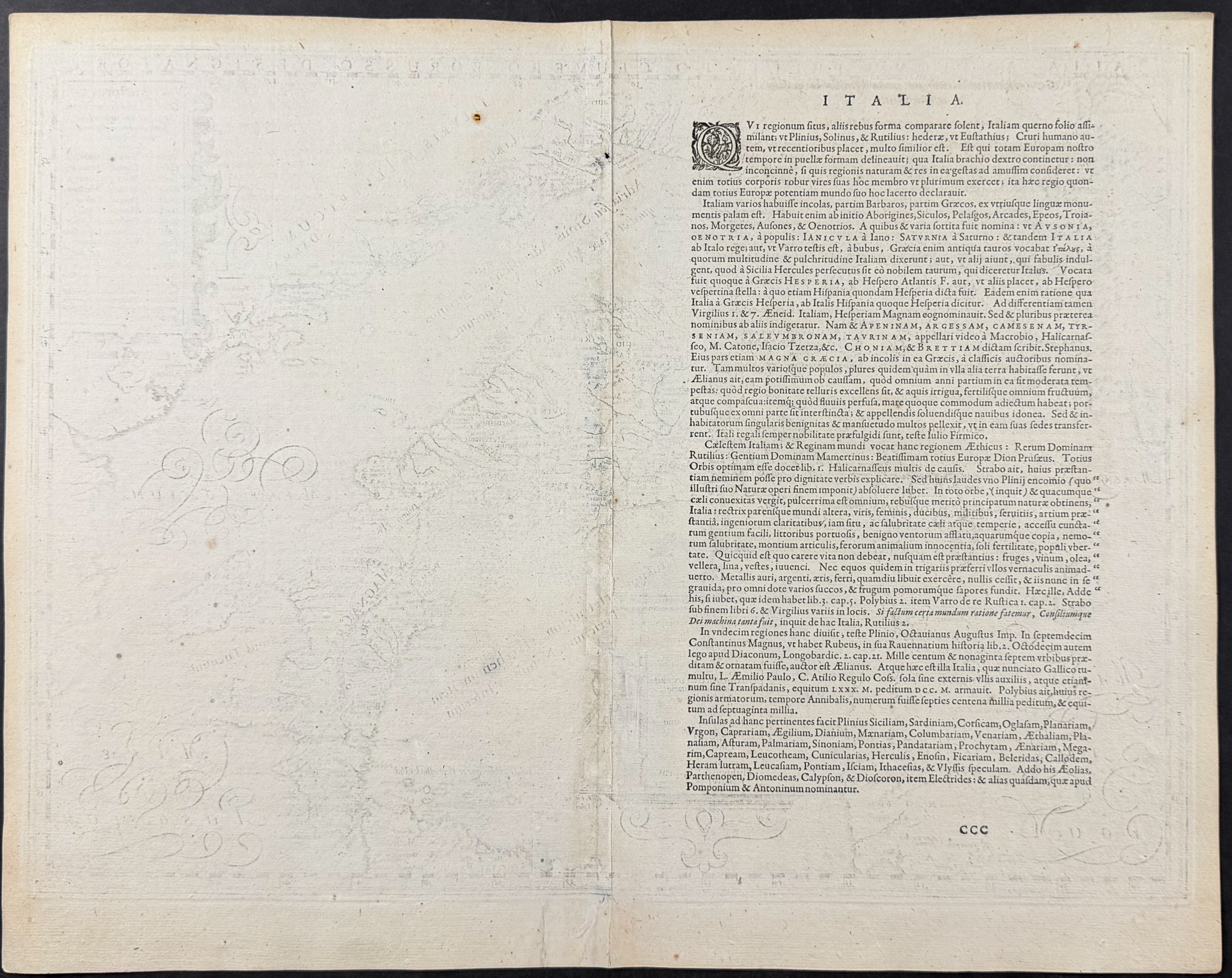 Bertius's Ptolemy, pub. 1618 - Map of Italy with Sardinia, Corsica