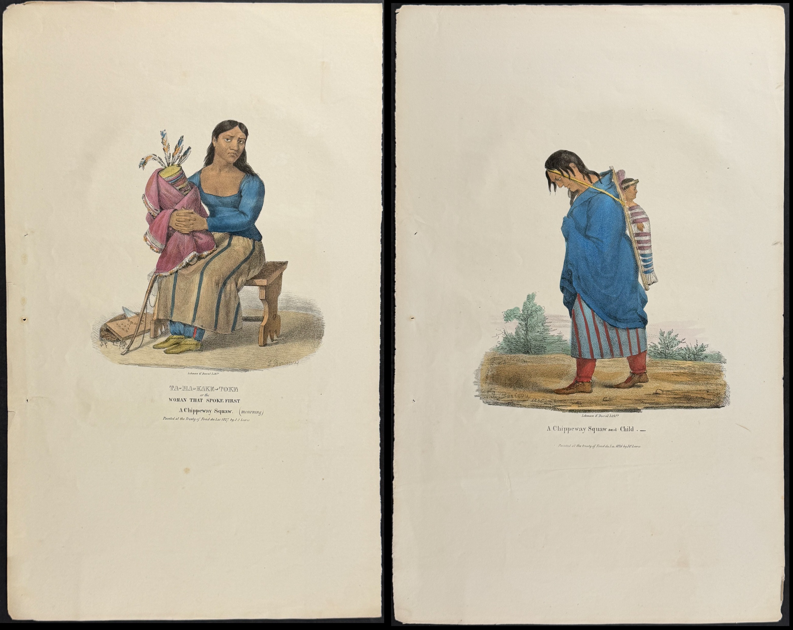 Lewis - Pair of Chippeway Squaw Lithographs