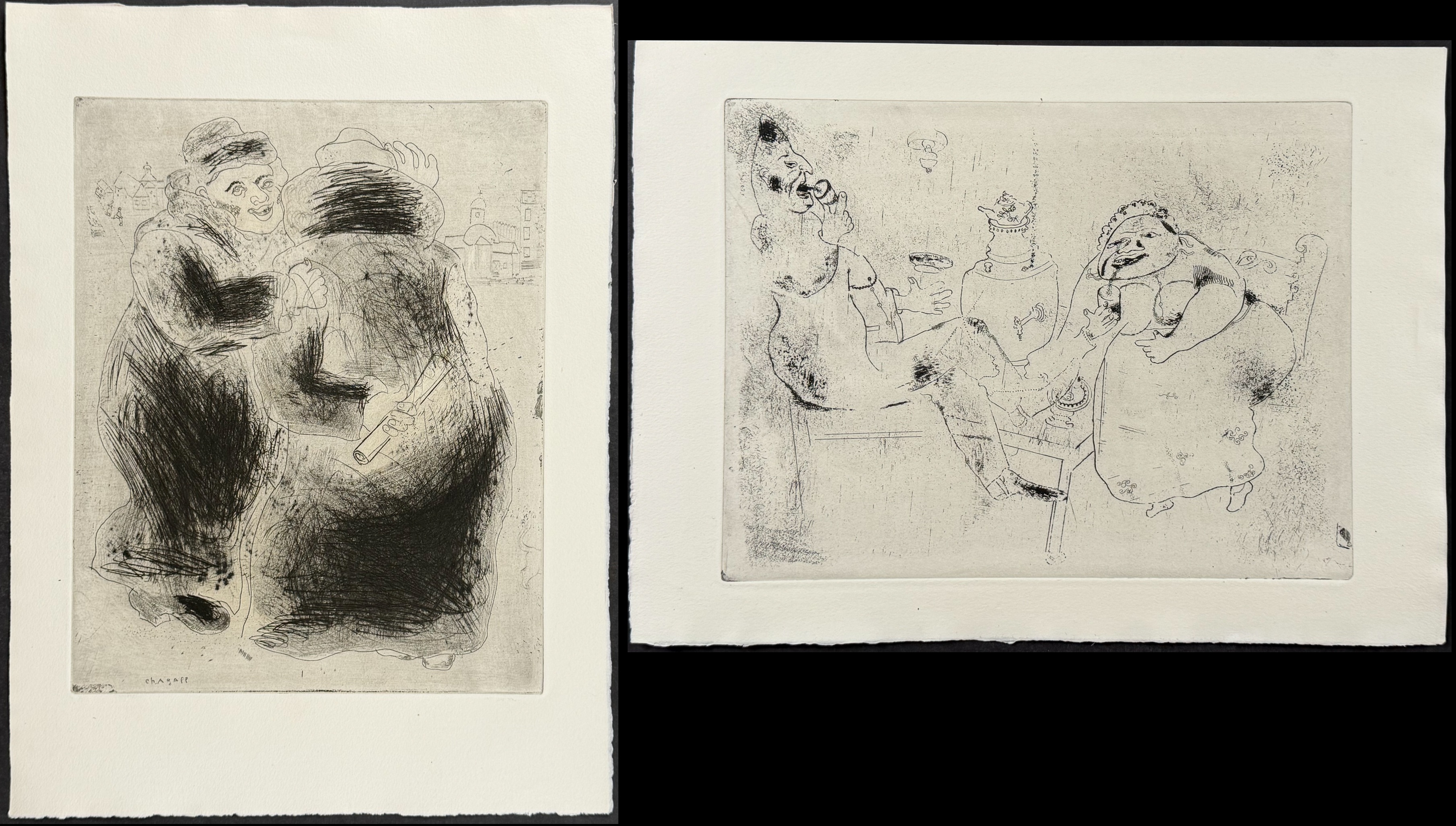 Chagall - Pair of Etchings from Les Ames Mortes