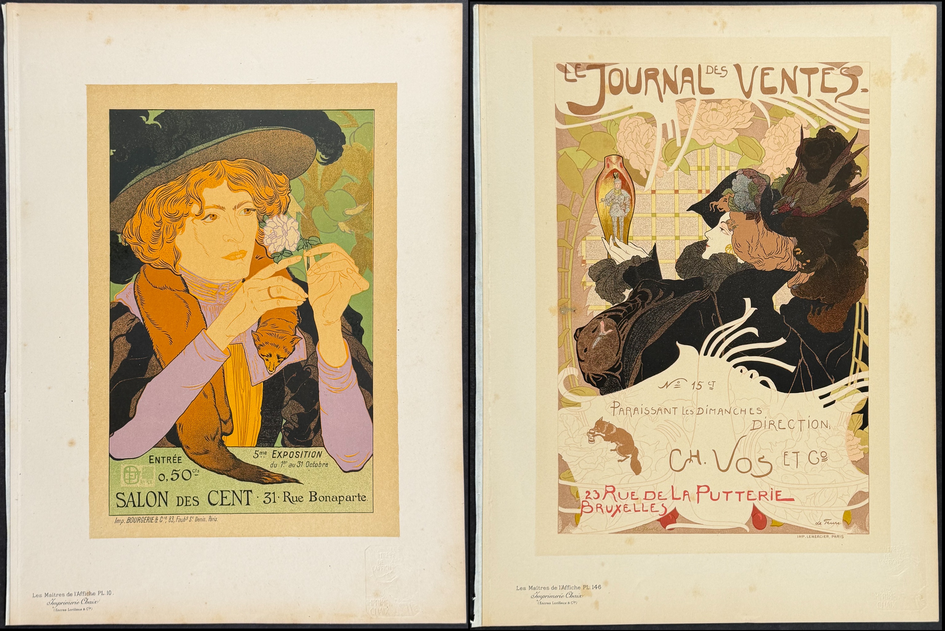 Maitres Affiches by De Feure - Pair of Poster Lithographs