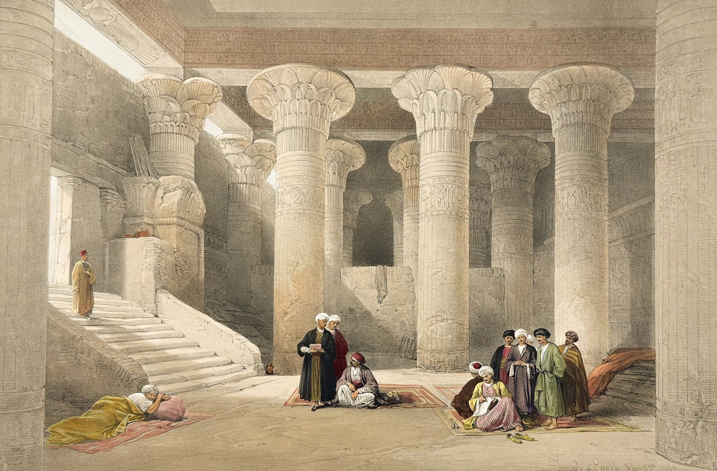 David Roberts - Interior of the Temple of Esne in Upper Egypt
