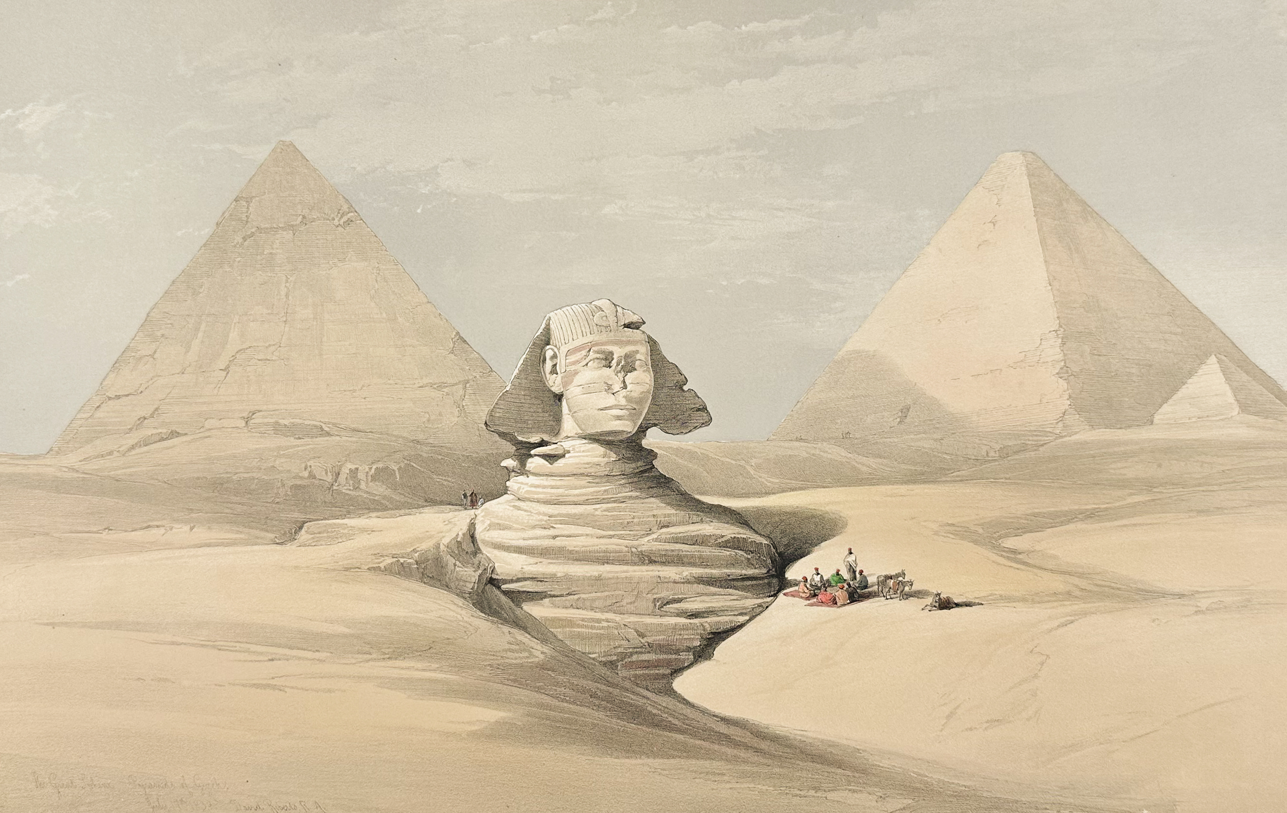 David Roberts - Head of the Great Sphinx, Pyramids of Geezeh