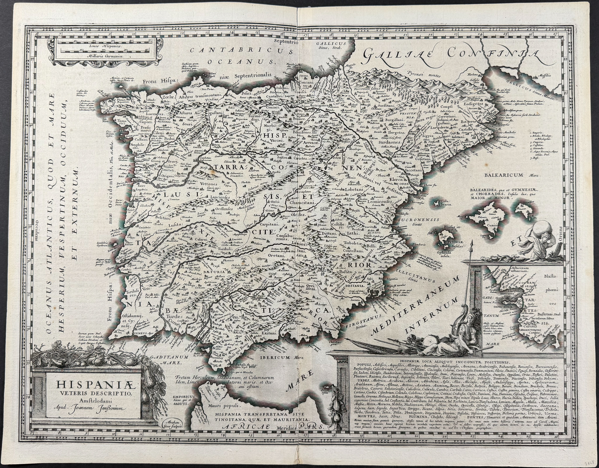 Bertius's Ptolemy, pub. 1618 - Map of Spain & Portugal