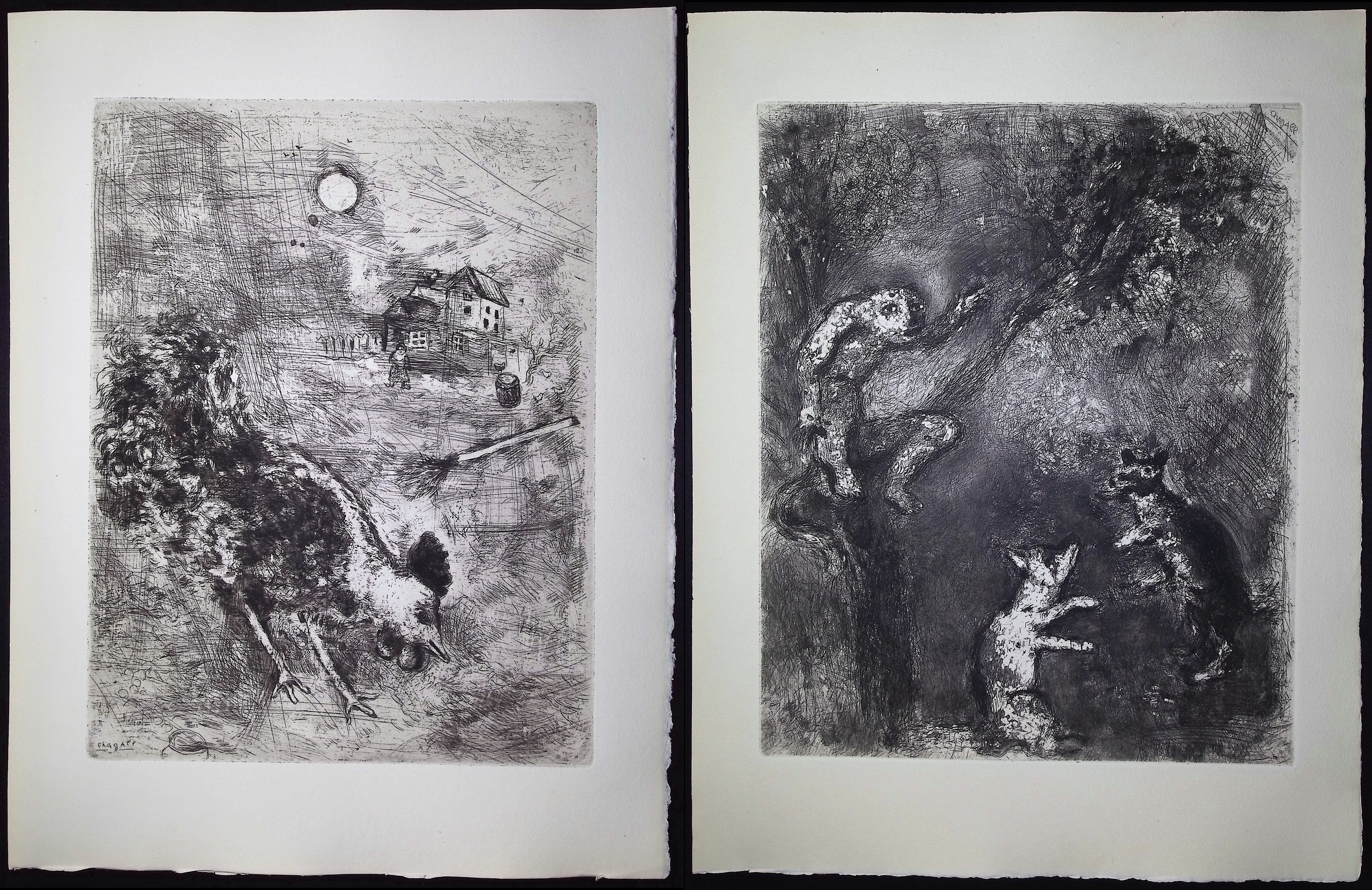 Chagall & Fontaine's Fables - Pair of Etchings