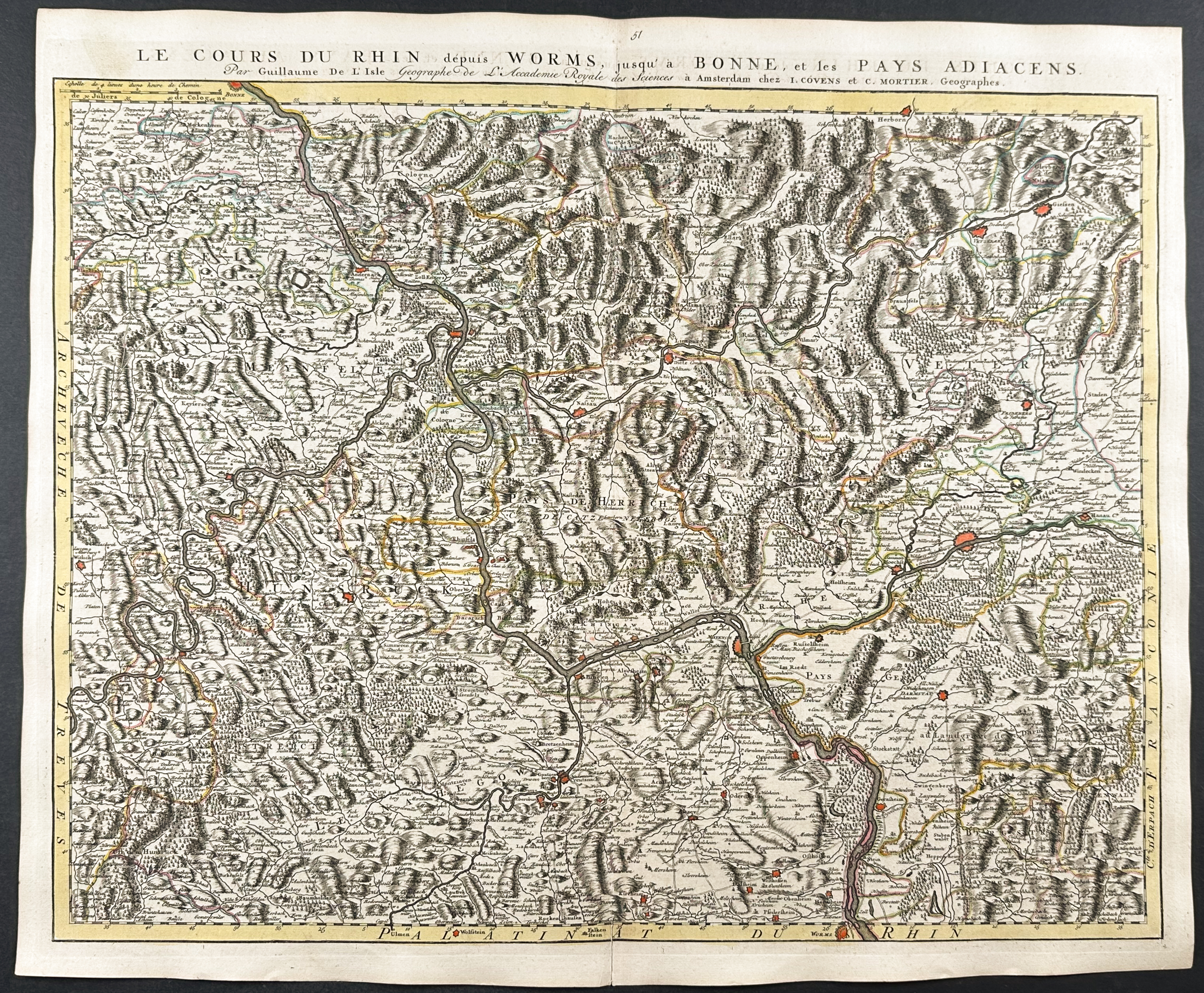 De L'Isle - Group of 3 Maps of the Rhine
