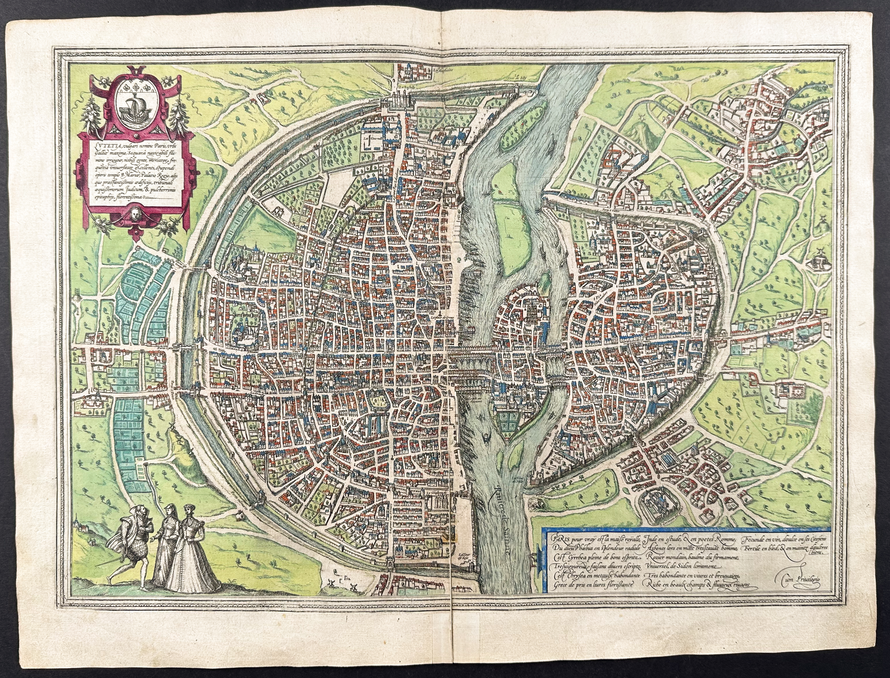 Braun & Hogenberg, pub. 1575 - View of Paris, France