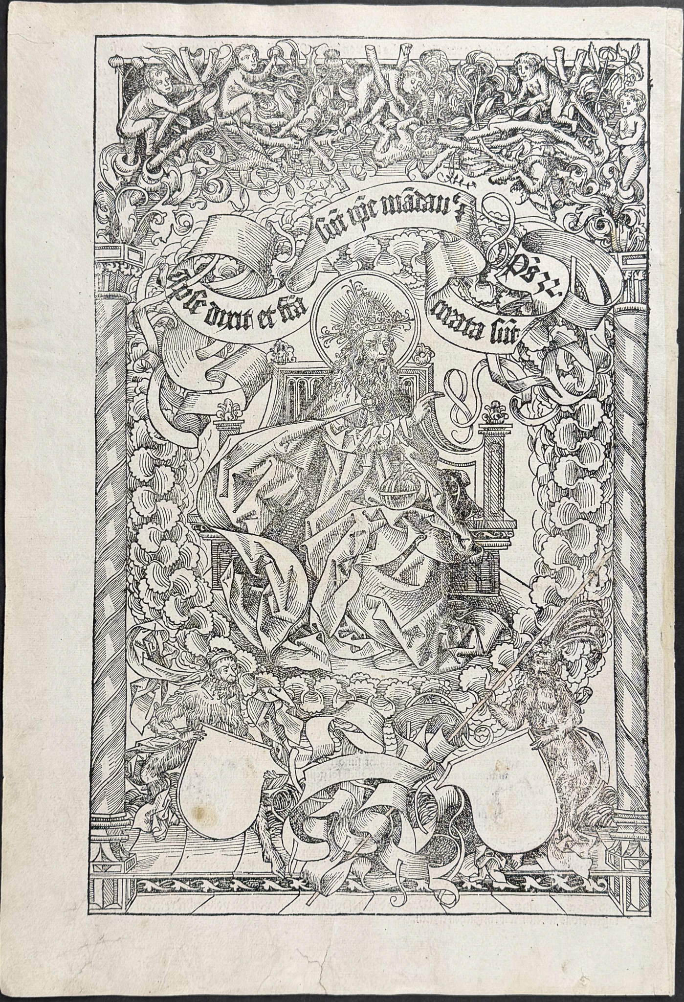 Schedel, pub. 1493 - God, the Father, Enthrone (illustrated by Michael Wolgemut)