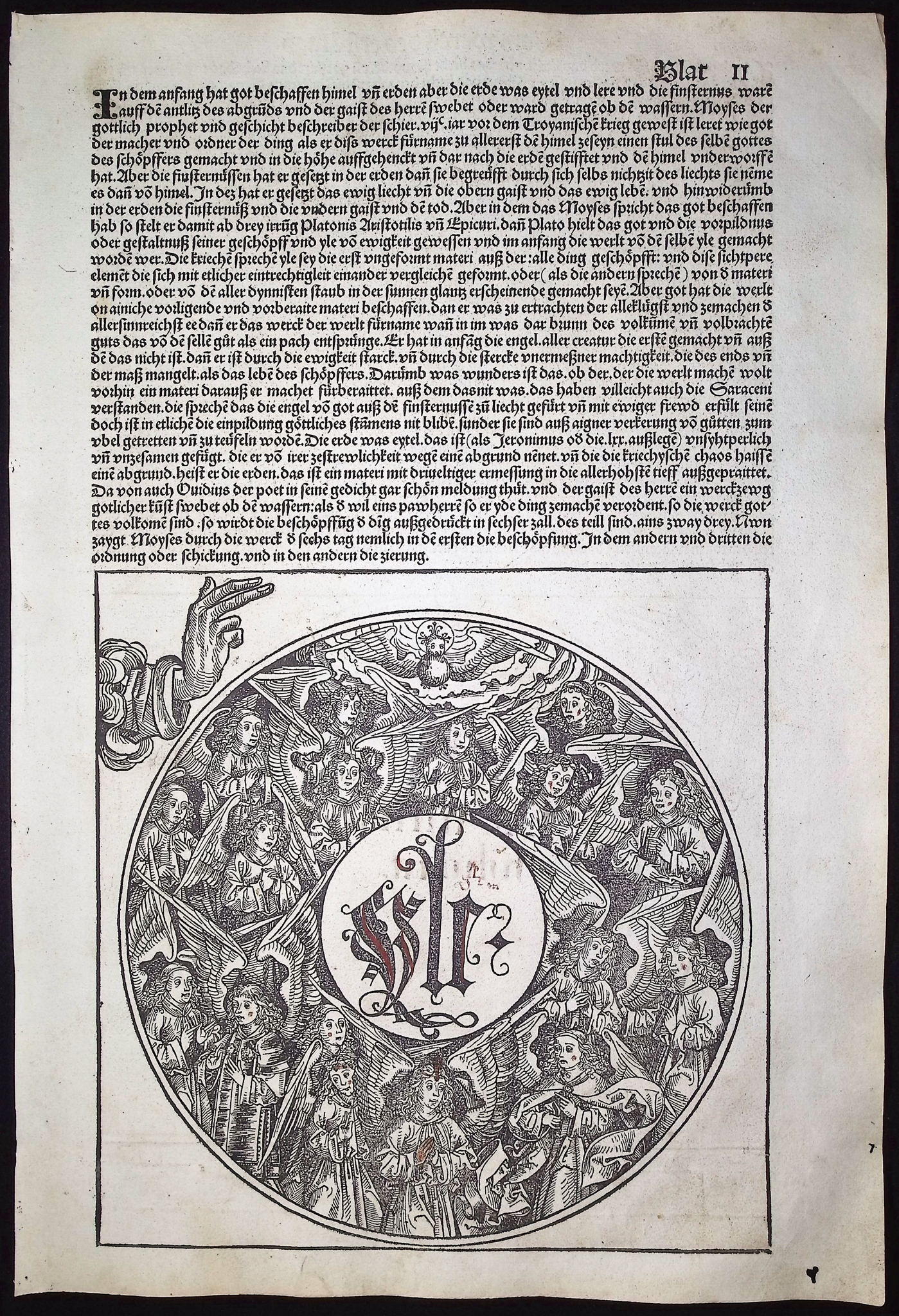 Schedel, pub. 1493 - God Creating the Universe on 4 Pages