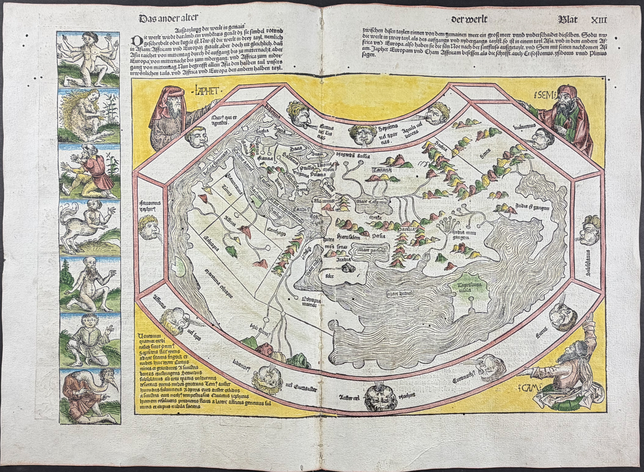 Schedel, pub. 1493 - Map of the World - Before the Discovery of America, Last View of the Old World (Das Ander Alter Der Werlt)