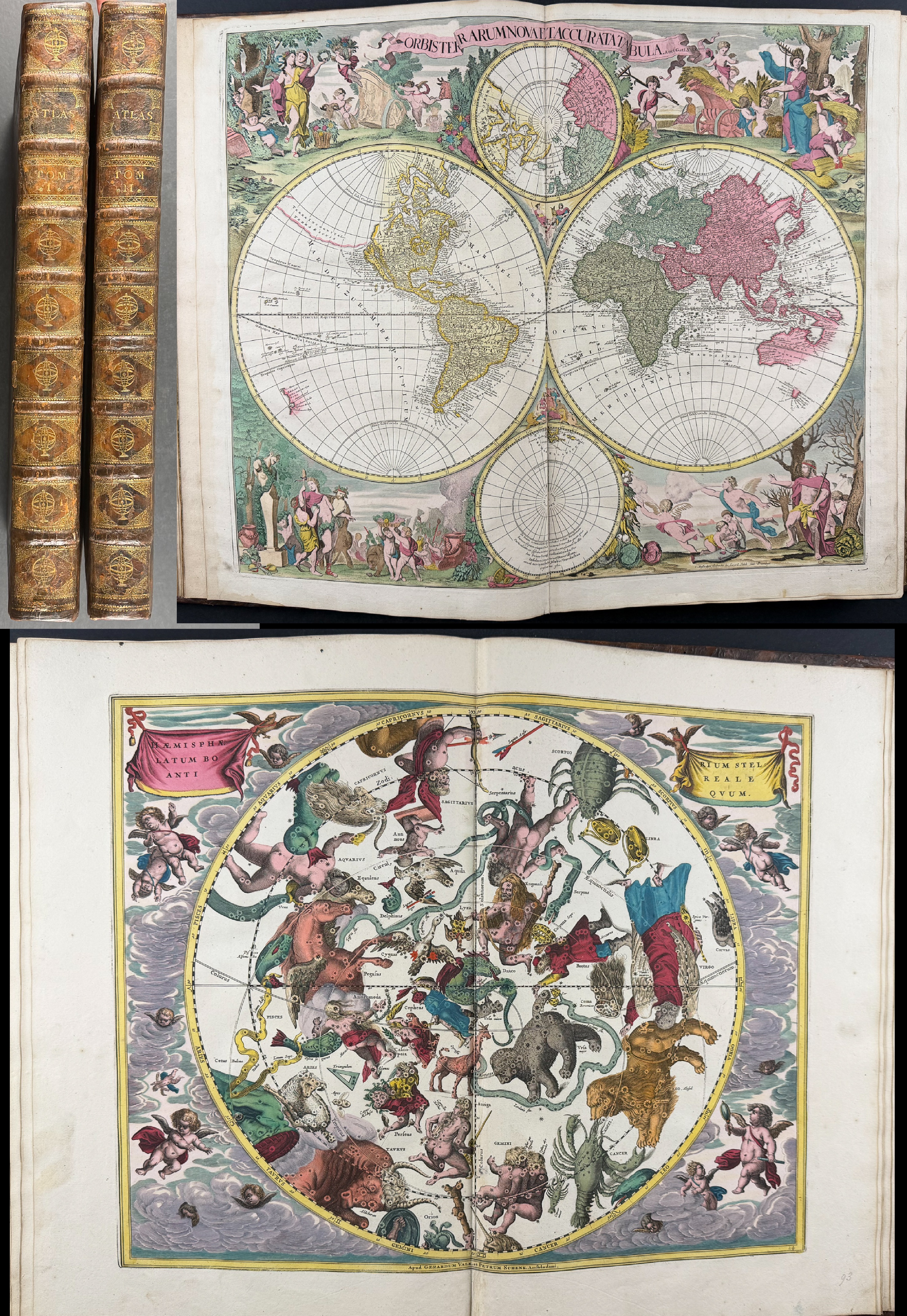 Valck, Schenk, & Cellarius's Composite Atlas - 2 Volumes with 168 Maps & Engravings