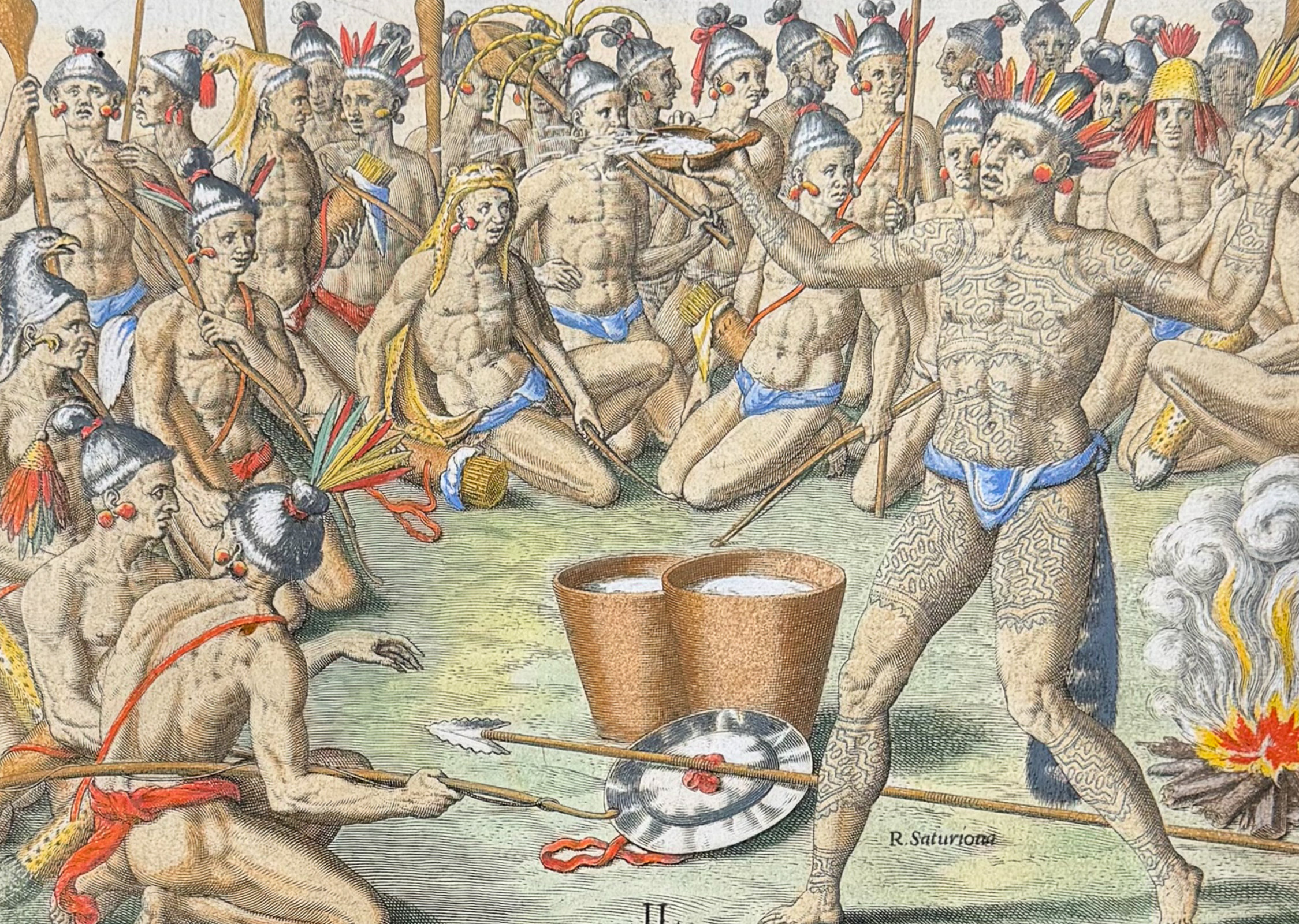 De Bry - Florida - Ceremonies performed by Saturioua before going out to war