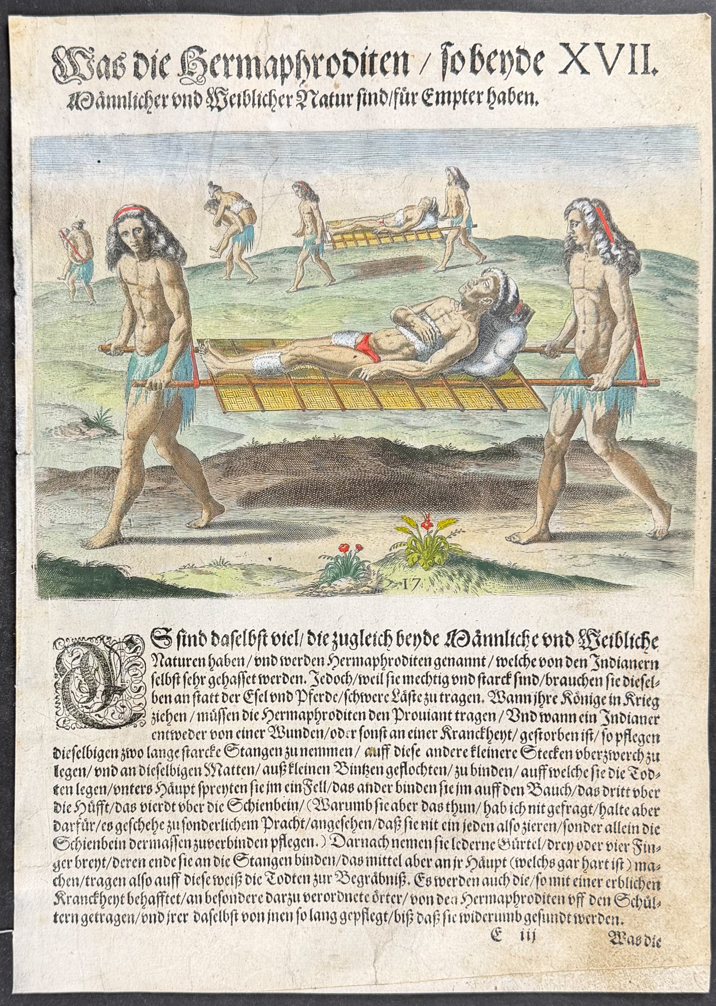 De Bry - Florida - Manner in which their hermaphrodites are employed (Stretchers)
