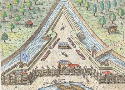 De Bry - Florida - Picture of Fort Caroline. This significant, historic engraving is from 