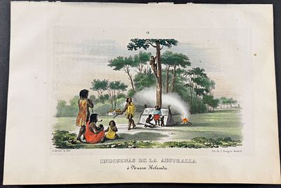 Rojas, Australia - Indigenous People from Australia to New Holland. This historic lithograph is 