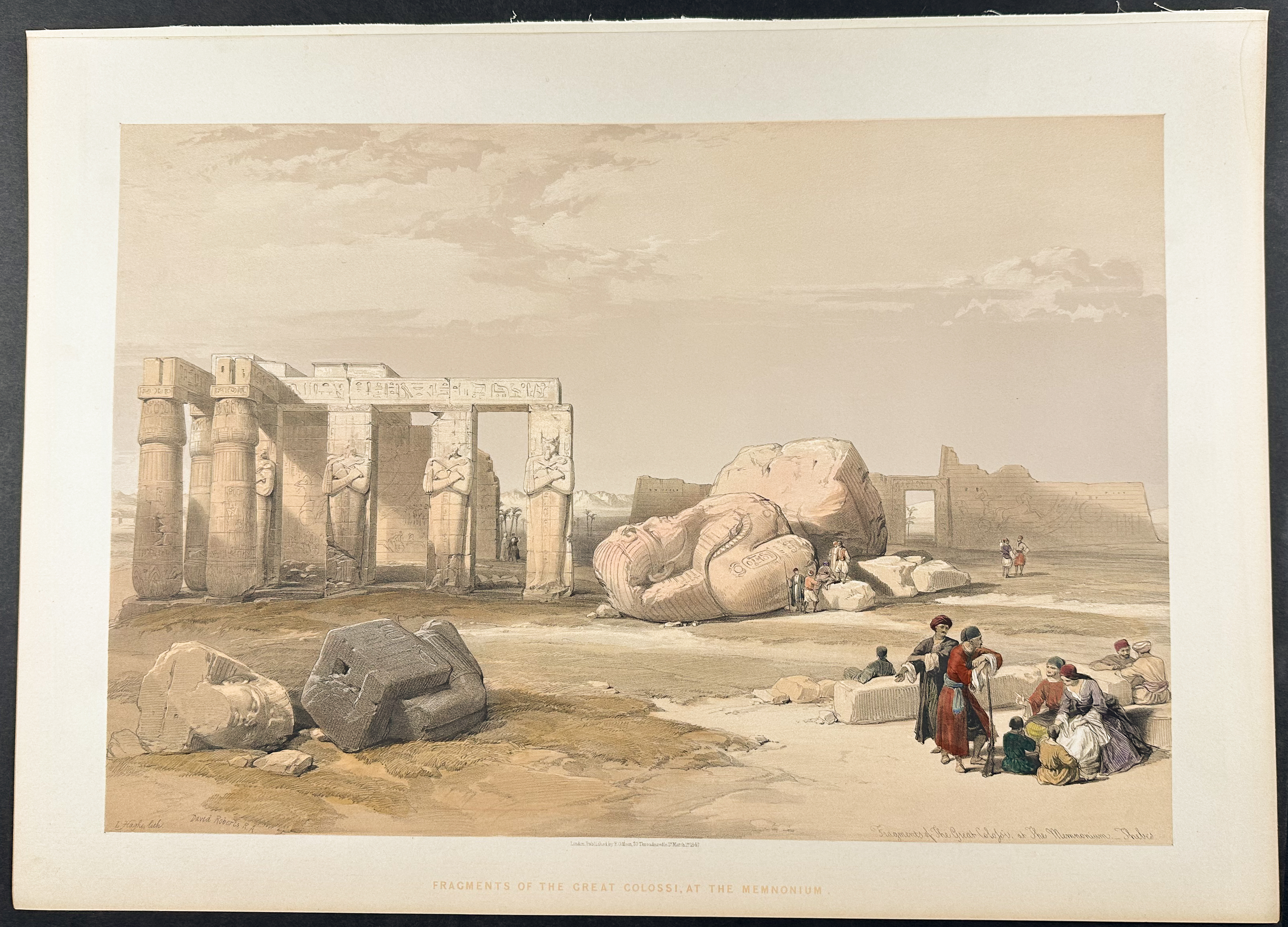 David Roberts - Fragment of the Great Colossi, at the Memnonium, Thebes