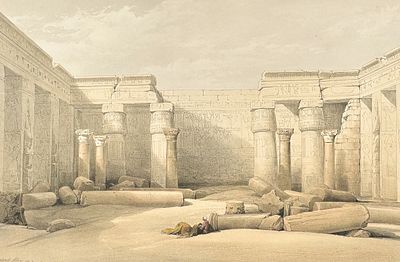 David Roberts - Ruins of a Christian Church in the Grand Court of the Temple of Medinet Abou. Dav 