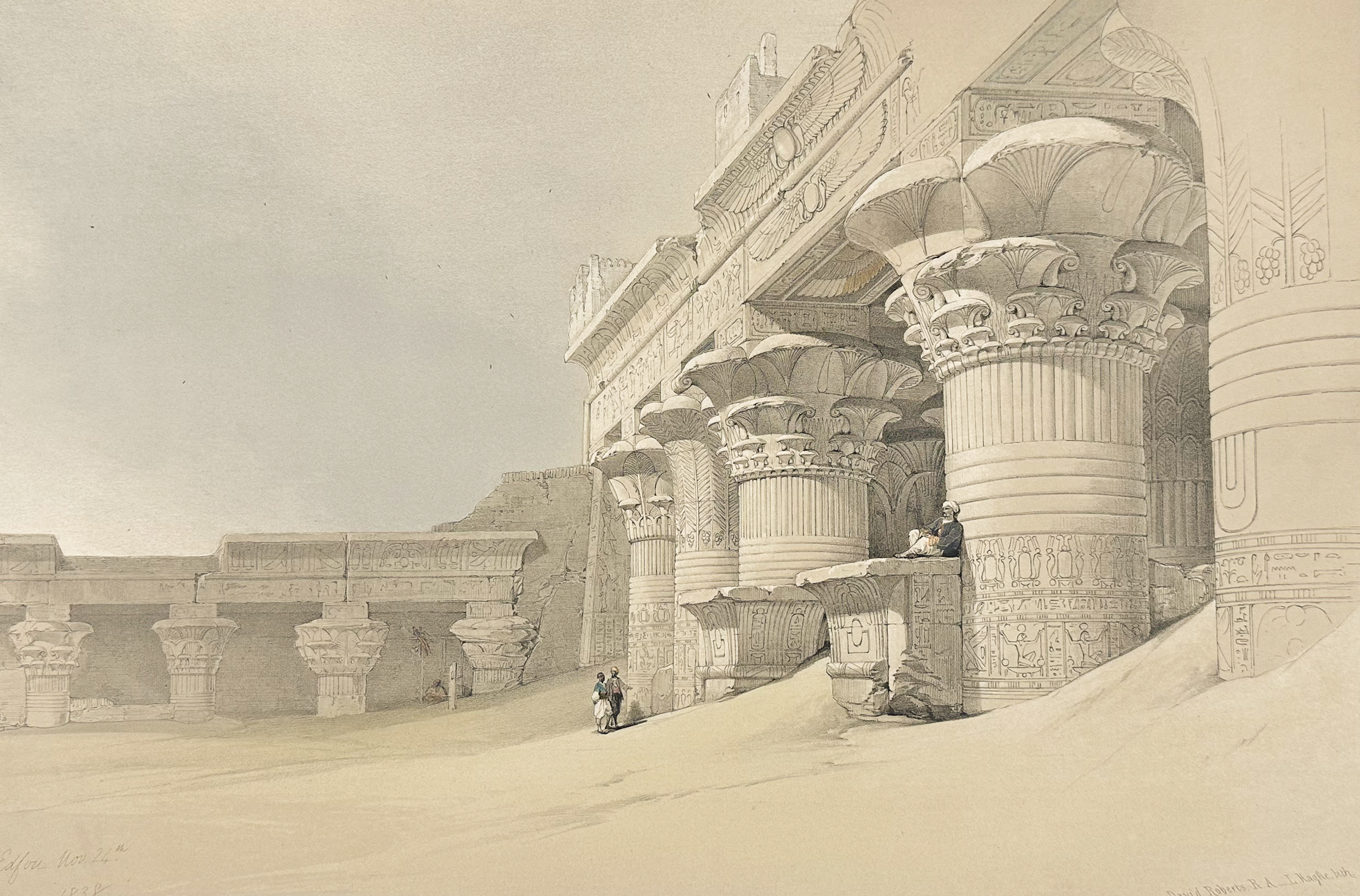 David Roberts - Facade of the Pronaos of the Temple of Edfou