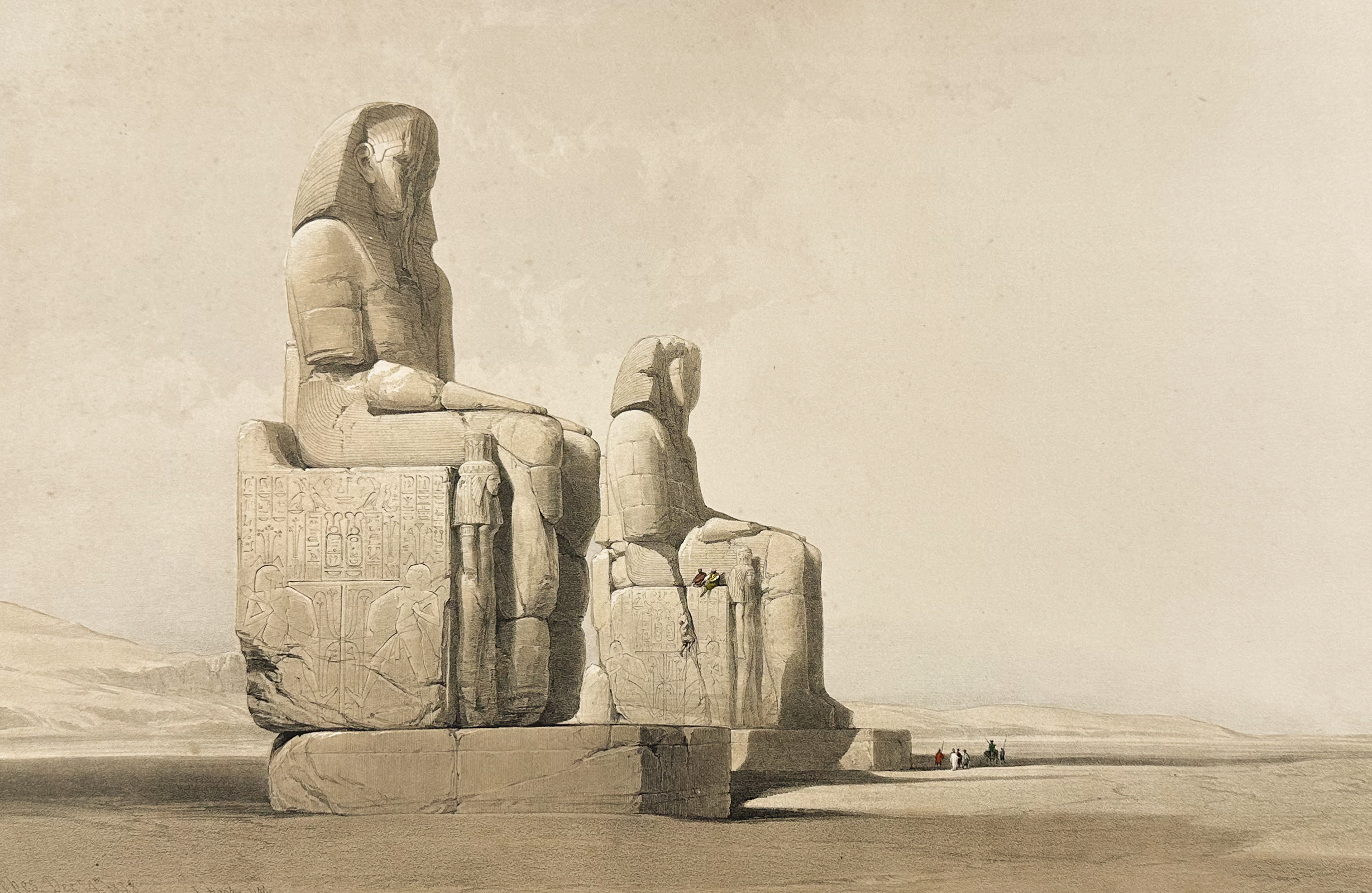 David Roberts - Thebes, the Colossal Statues of Amunoph III