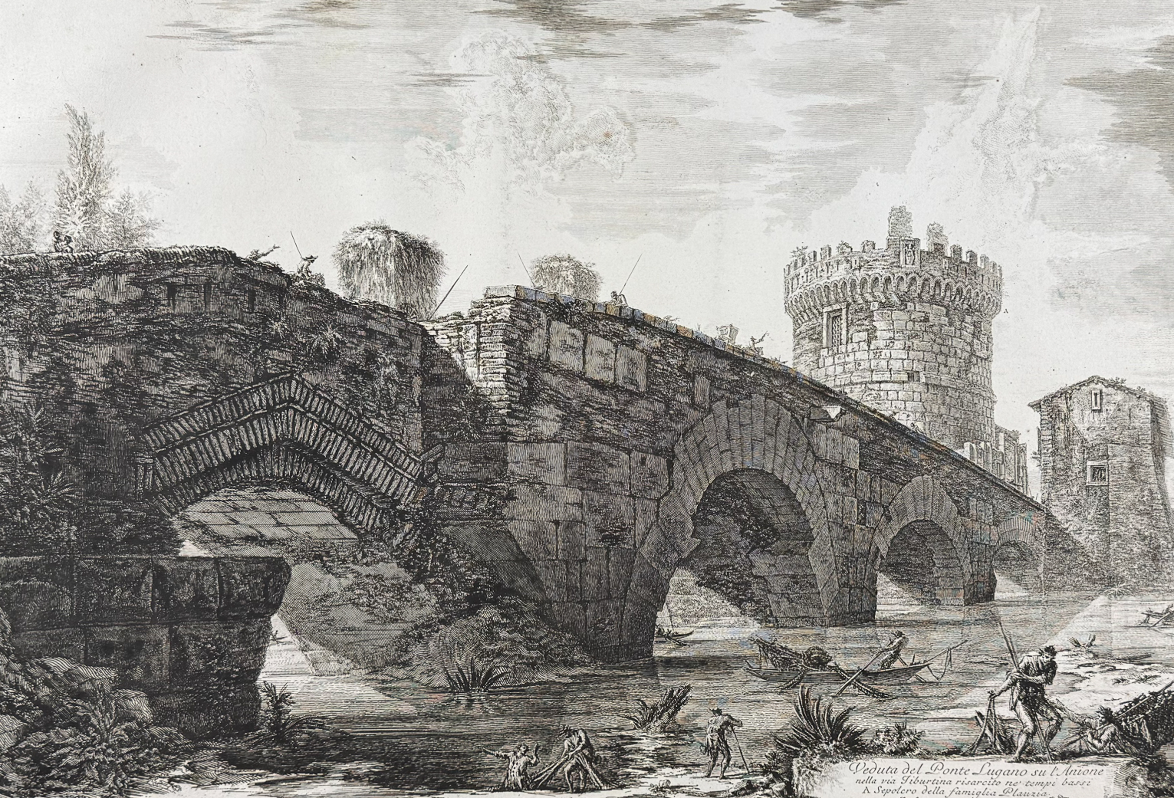Piranesi, Folio - View of the Lugano Bridge over the Anio River [Veduta del Ponte Lugano du l'Anione]