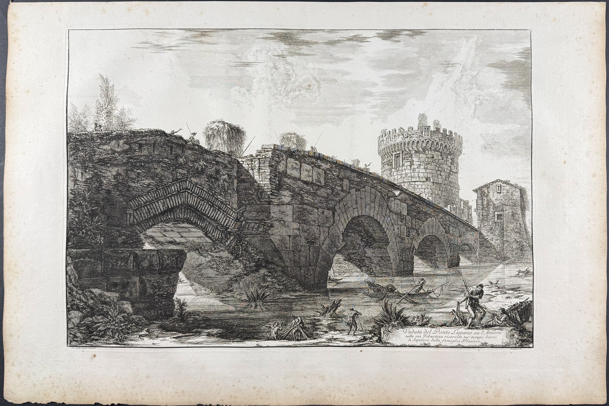 Piranesi, Folio - View of the Lugano Bridge over the Anio River [Veduta del Ponte Lugano du l'Anione]