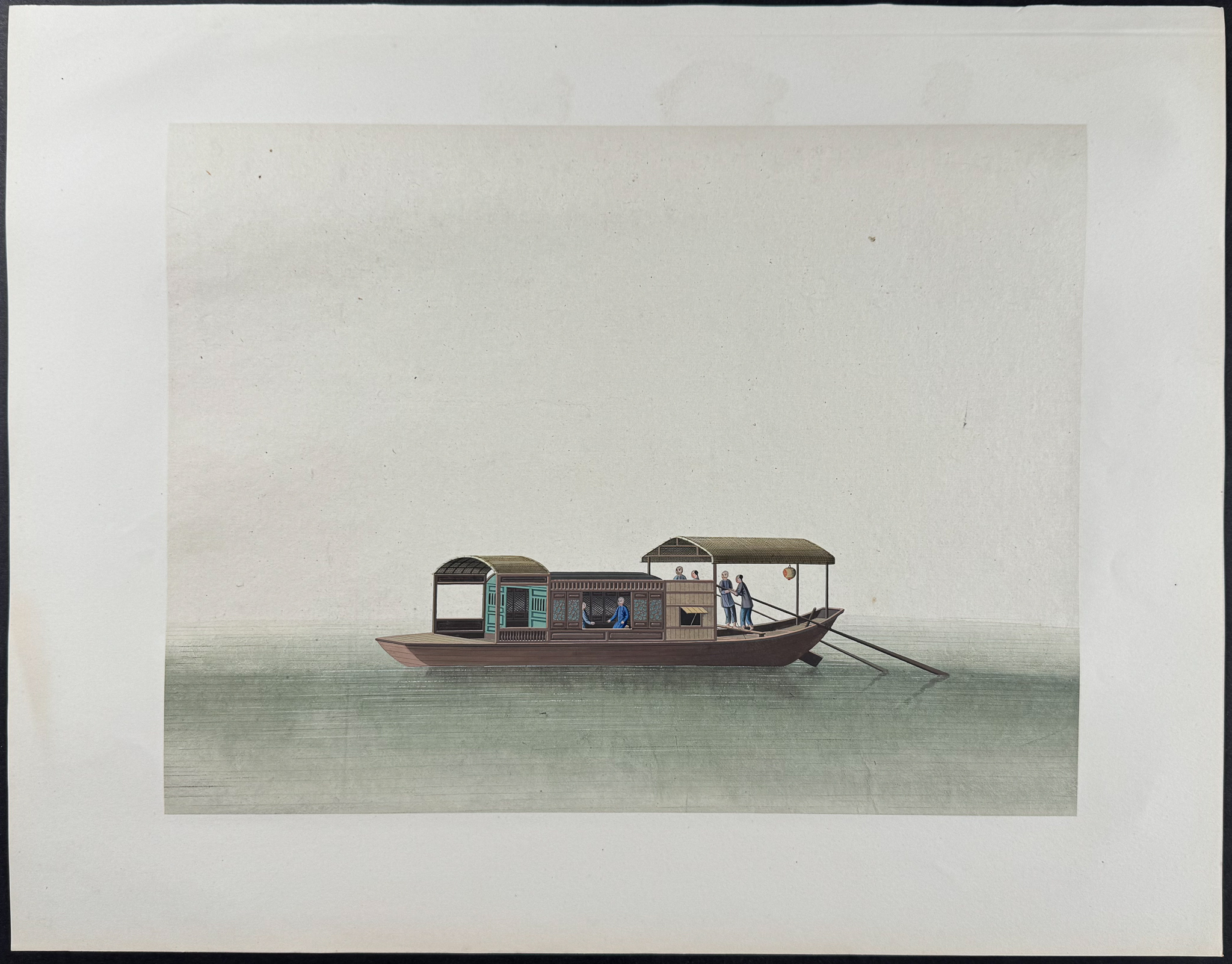 Pair of Original Watercolors of Chinese Boats or Junks