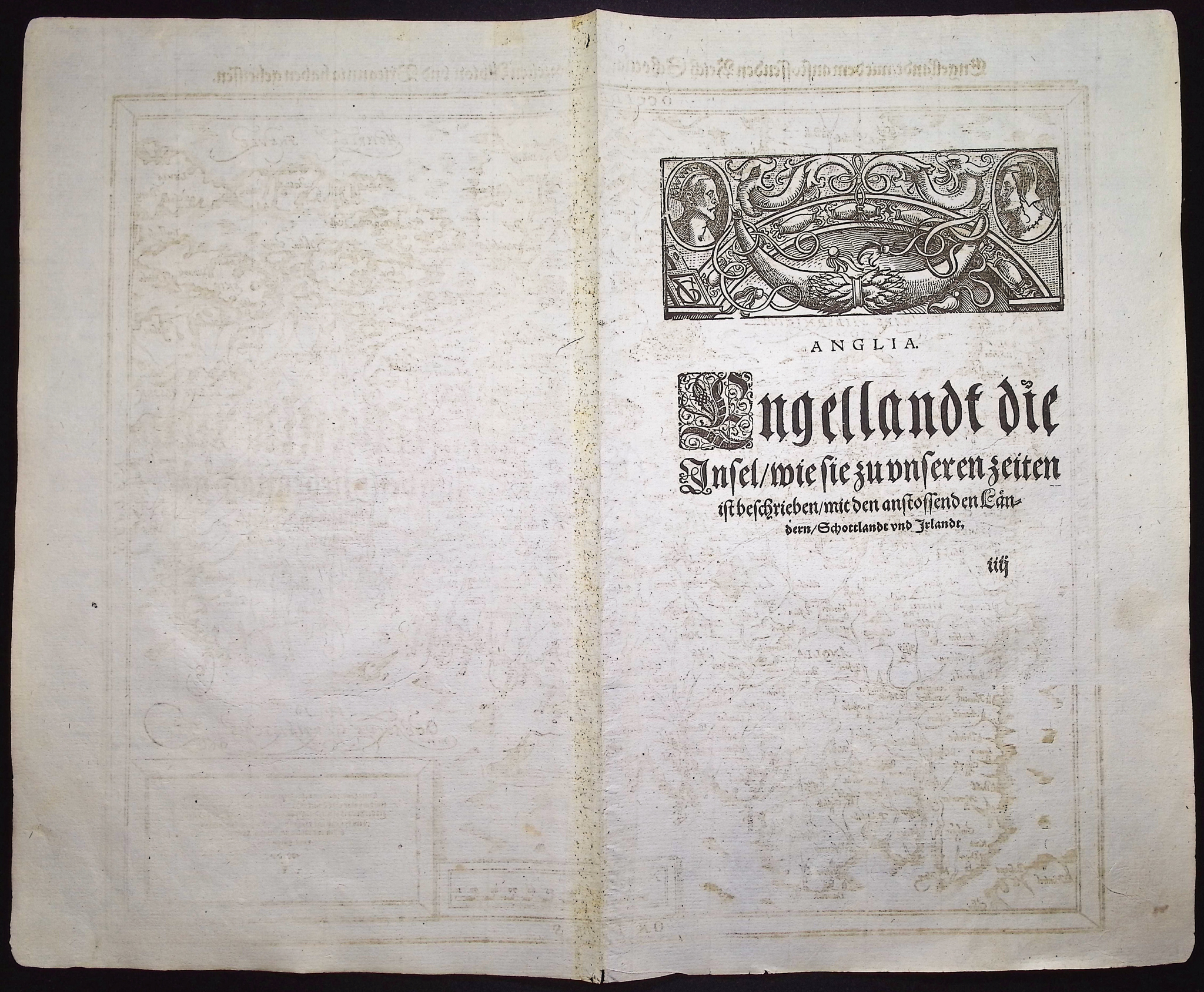 Munster, pub. 1592 - Map of England (part of Scotland & Ireland)