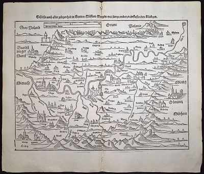 Munster, pub. 1592 - Map of Poland. This very old woodcut is from Sebastian Munster's 