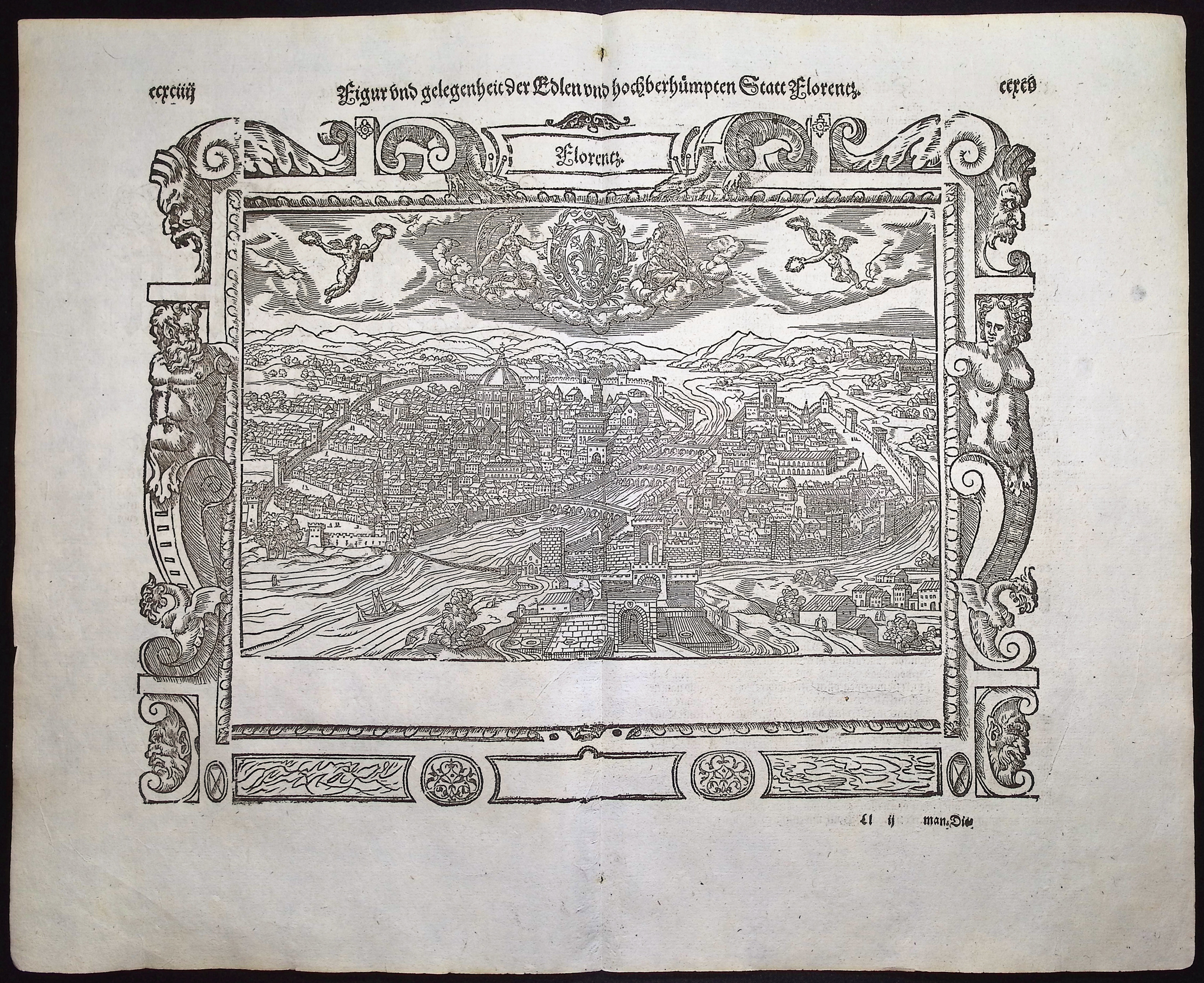 Munster, pub. 1592 - View of Florence, Italy