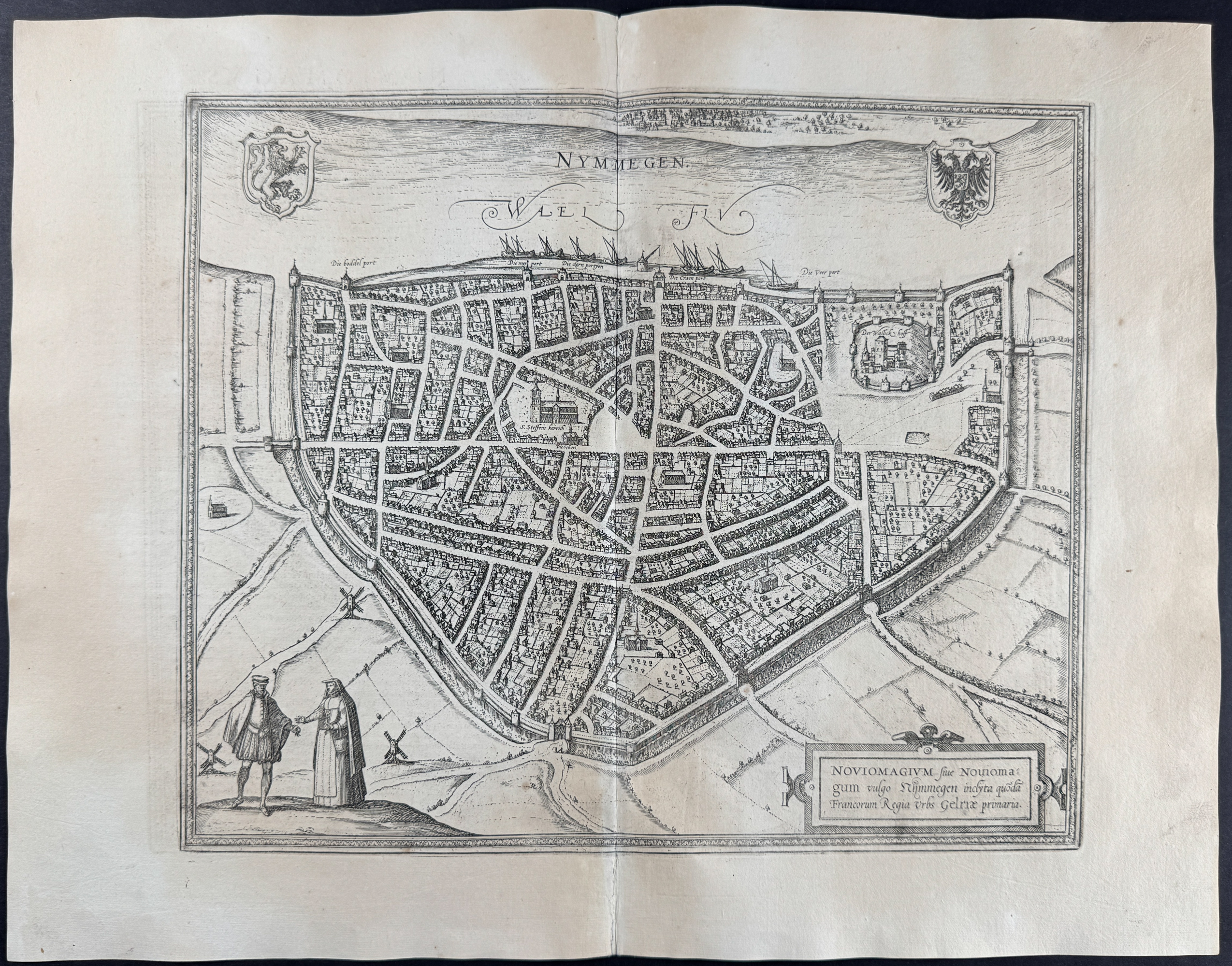 Braun & Hogenberg, pub. 1575 - View of Nijmegen, Netherlands