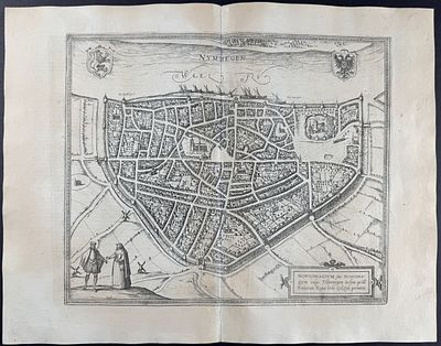 Braun & Hogenberg, pub. 1575 - View of Nijmegen, Netherlands. This extraordinary engraving is 