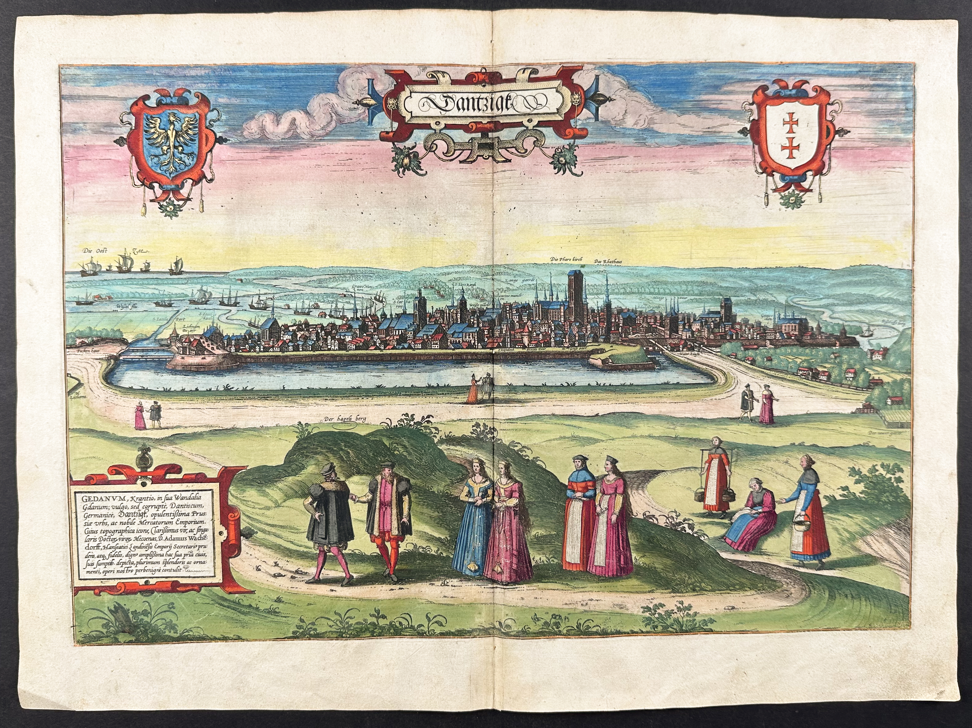 Braun & Hogenberg, pub. 1575 - View of Danzig (Gdansk), Germany or Poland