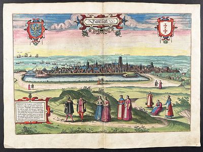 Braun & Hogenberg, pub. 1575 - View of Danzig (Gdansk), Germany or Poland. This extraordinary 