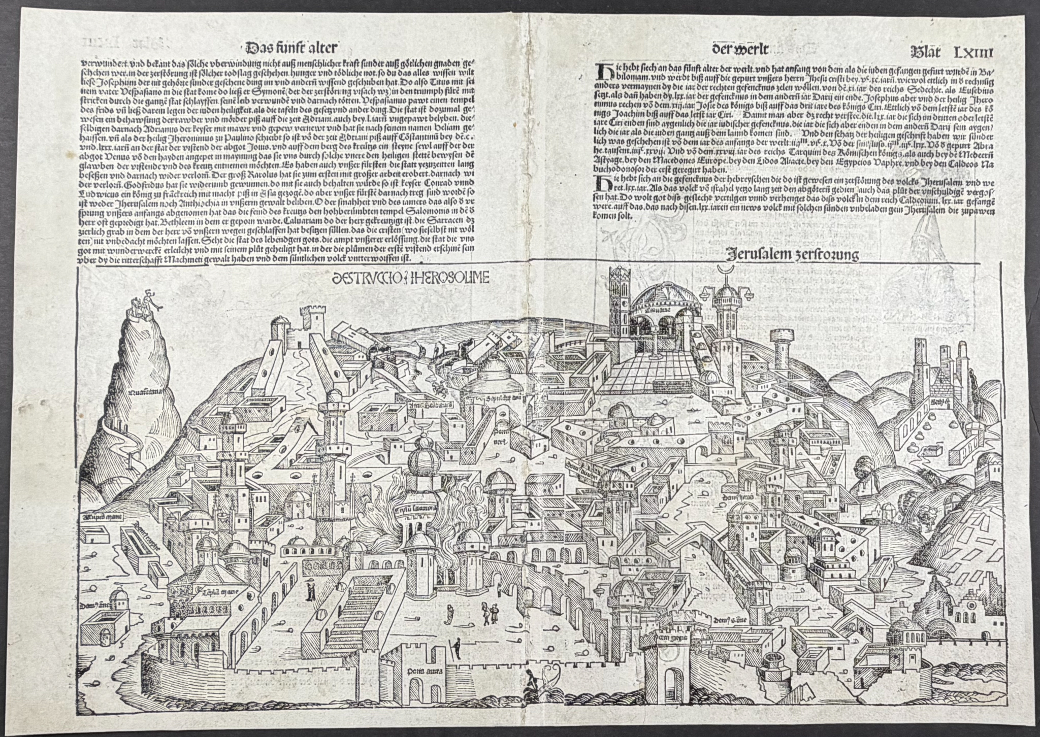 Schedel, pub. 1493 - View of Jerusalem, Israel