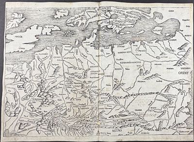Schedel, pub. 1493 - First Modern Map of Northern & Central Europe (Germania Magna). About the 