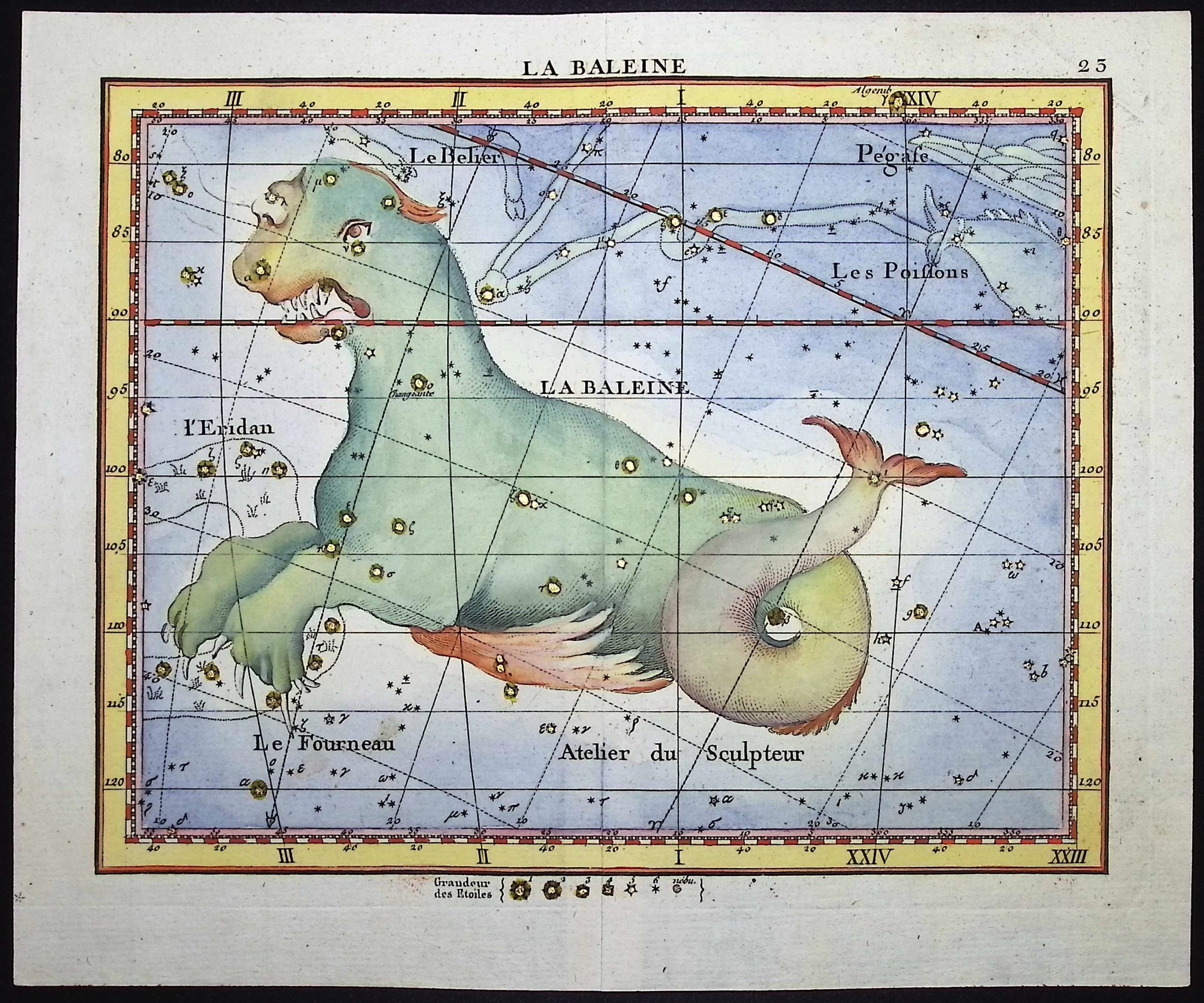 Flamsteed - Constellation or Celestial Chart of Sea Monster (Baleine)
